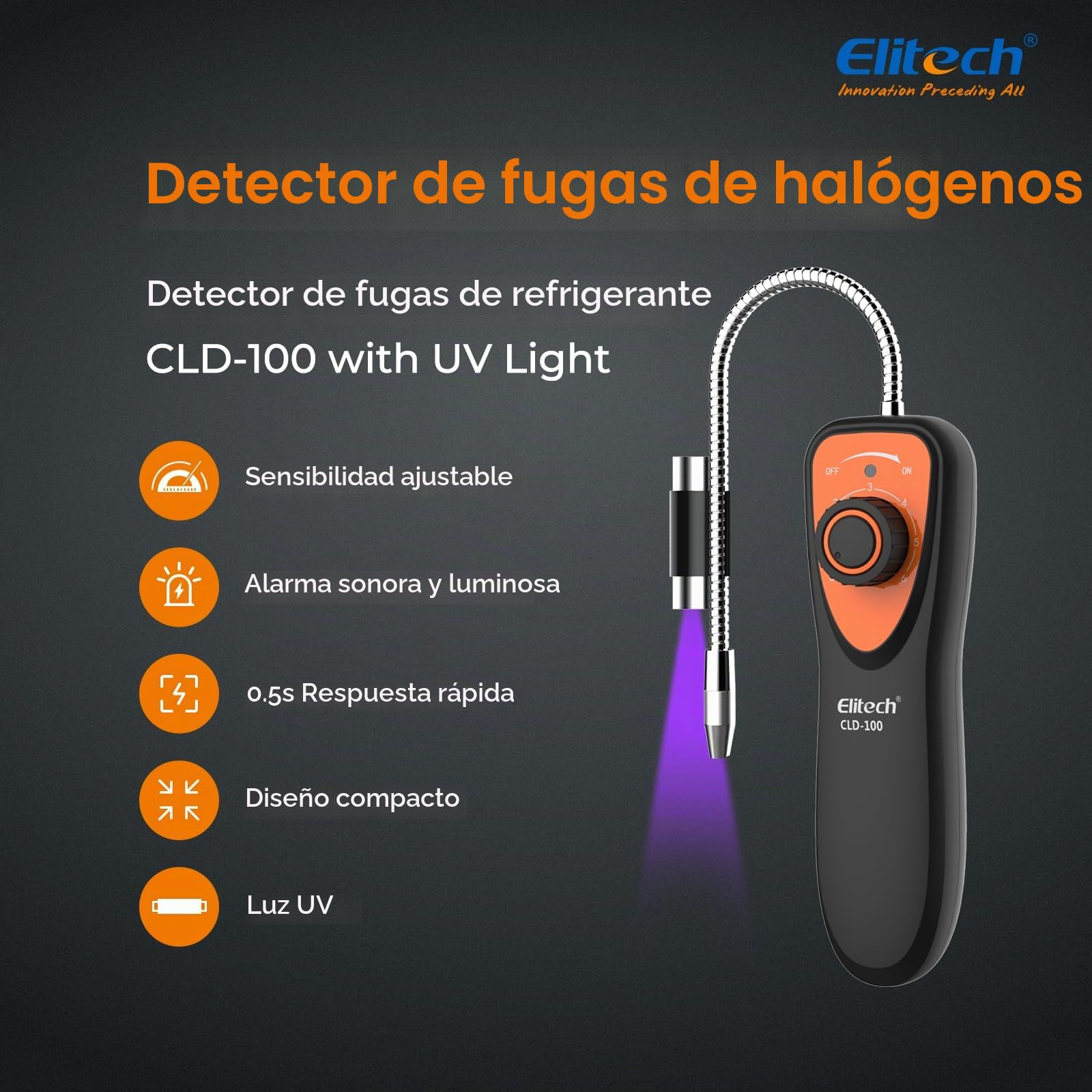 Elitech Détecteur de Fuite de Gaz Réfrigérant HVAC avec Lamp UV CLD-100UV & Pistolet de Température Infrarouge Numérique sans Contact Mesure Rapide DIT-220