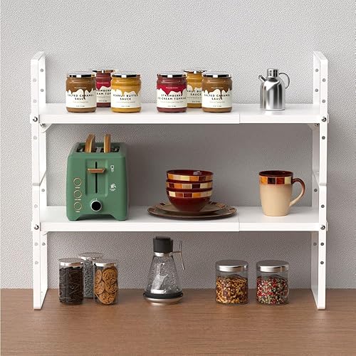 Miniatura 3 de SANNO Organizador de estantes de cocina expandibles, estante grande de despensa, estantes apilables para mostrador, estante de especias, estante de