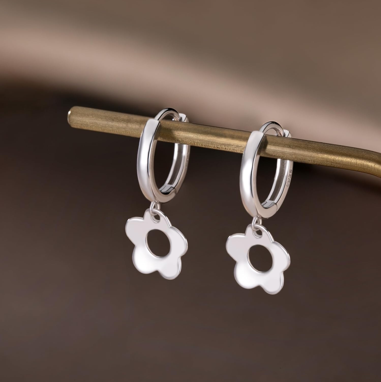 SLUYNZ Solid 925 Sterling Silver Flower Hoop Earrings for Women Teens Cute Flower Hoop Earrings Huggie - Image 4