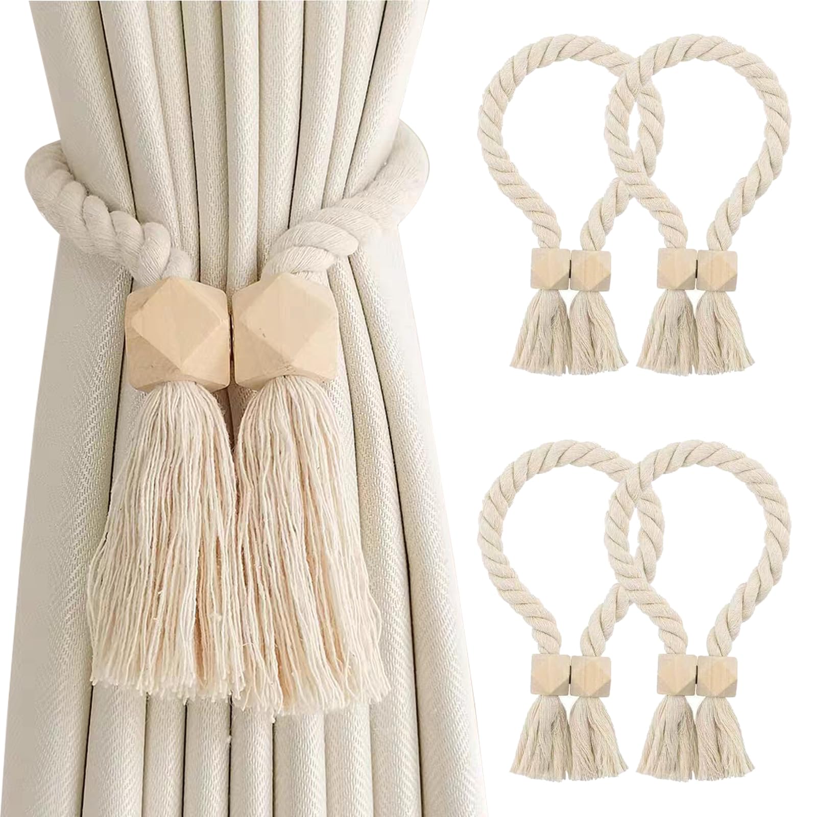 Magnetic Curtain Tieback,4Pcs Magnetic Curtain Tie Backs,Curtain Tiebacks Buckles Holdbacks Holder,Curtain Holders for Boho Bedroom Decor,Modern Simple Curtain Holdback for Home Office Decorative