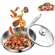 Titanium Pan Frying Pans for Cooking Non Stick with Lid 11.81in Upgraded Non-toxic Pro Cookware Grill Pot for Stove Tops Camping Skillet Extreme Heat-Resistant Lasts With lid, 10.23in