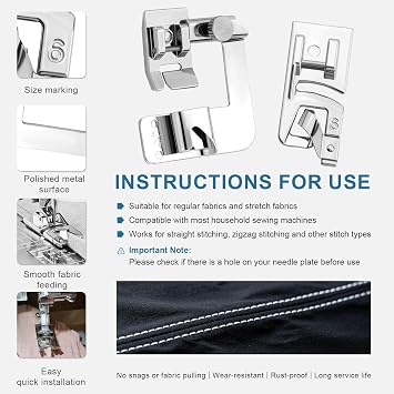Jmuiiu 6 Pcs Rolled Hem Presser Foot Overlock Presser, Narrow Hemming Kit