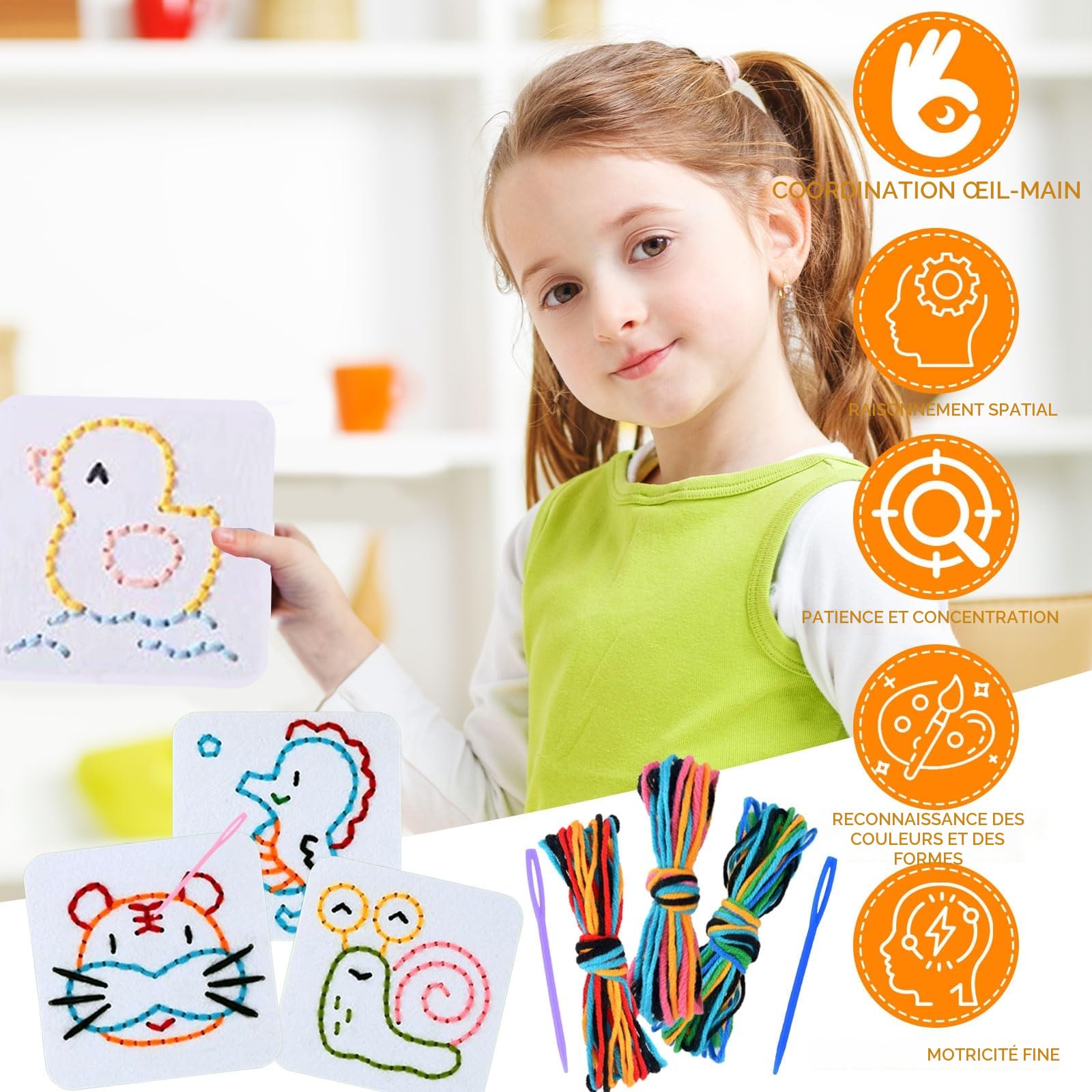 Jouets à Lacer pour Enfants 2-7 ans, Jeux de Couture Sensoriels, Motricité Fine, Cadeaux