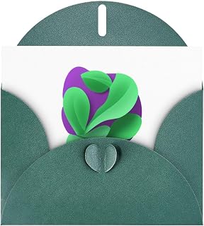 WHJSSF Tarjeta de felicitación verde oscuro con impresión de color morado y verde, perfecta para el día de San Valentín, aniversario de boda e invitaciones de fiesta