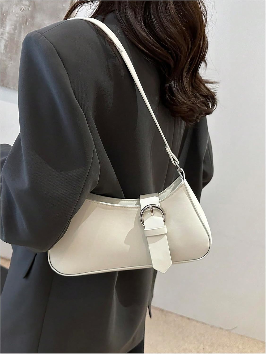 Verdusa Women's Buckle Zipper Portable Shoulder Handbags Vintage Top Handle Underarm Bags image 5