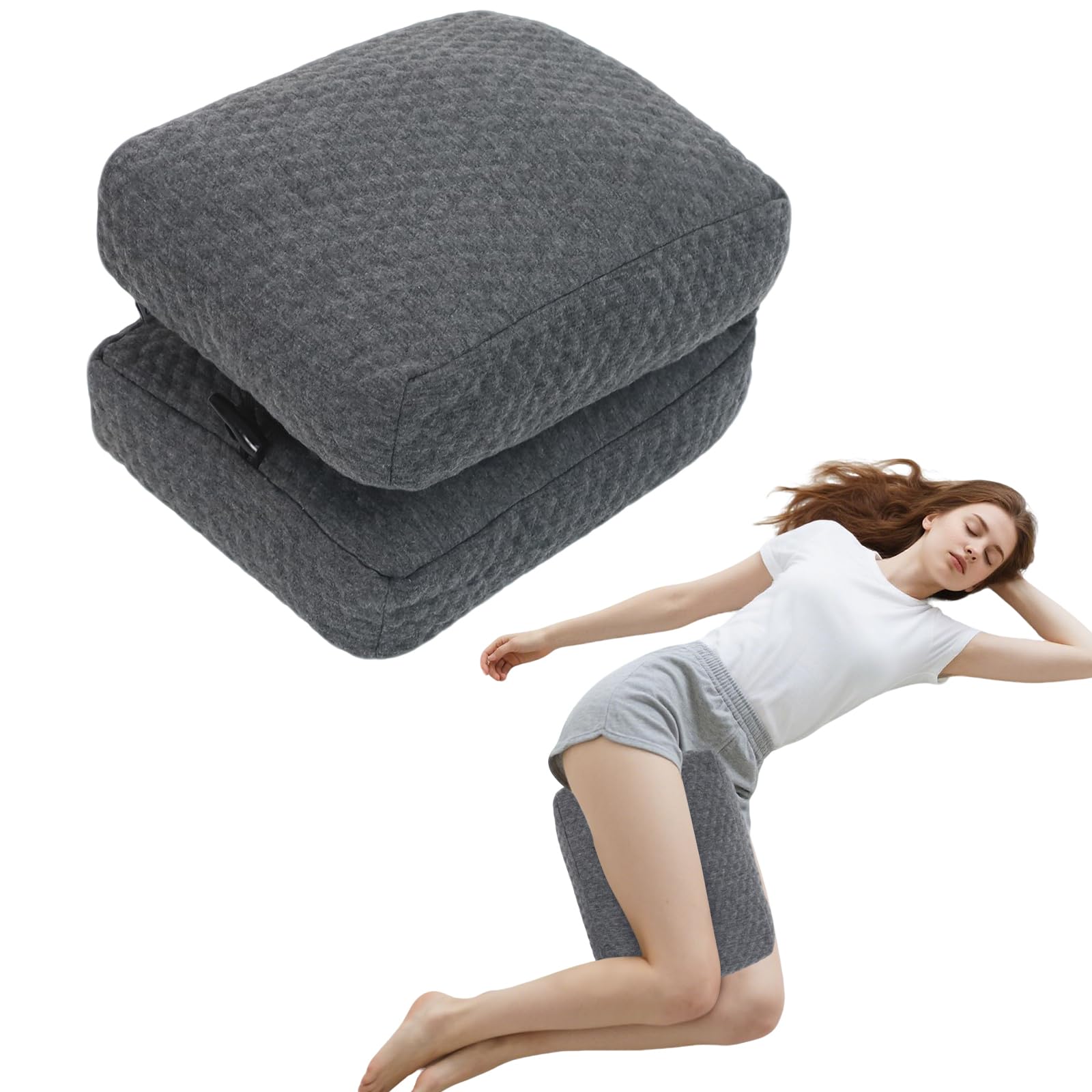 RoamReady Knee Pillow for Side Sleepers, Leg Support Pillow for Hip Pain Smooth Spine Alignment for Better Sleep, Ideal Pillows for Side Sleeping Knee and Back Pain Relief, Dark Gray