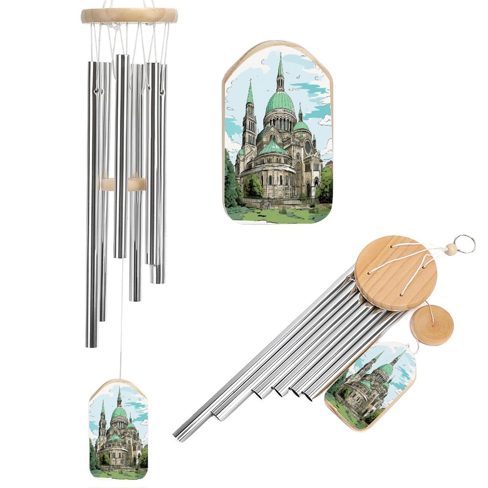 Btcowzrv Style Hand Drawn Lines Wind Chimes For Outside, Hanging Windchimes With 6 Aluminum Tubes, Memorial Wind Chime For Patio Backyard Garden And Outdoor Decor