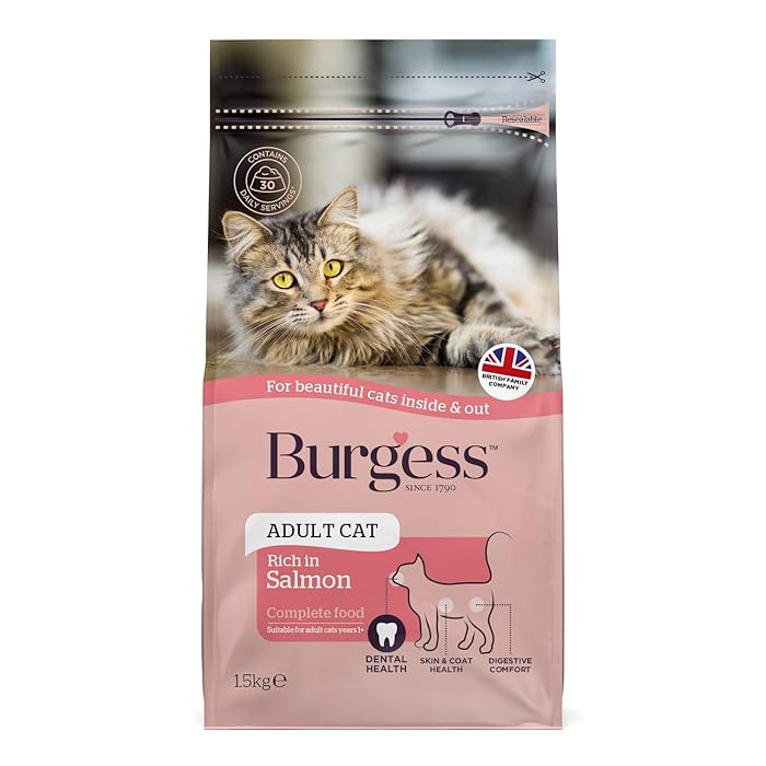 Buy Burgess Dry Cat Food for Adult Cats Rich in Salmon, 1.5 kg Online