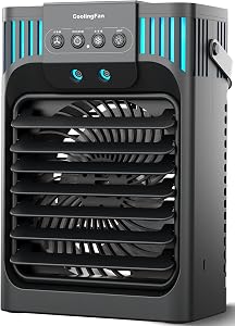 Portable Air Conditioner Cooling Fan with Remote, Quiet with 3 Speeds, 1200ml Personal Air Cooler Fan with 3 Mist, 7 Night Light, 8H Timer, Small Air Conditioner for Bedroom Office