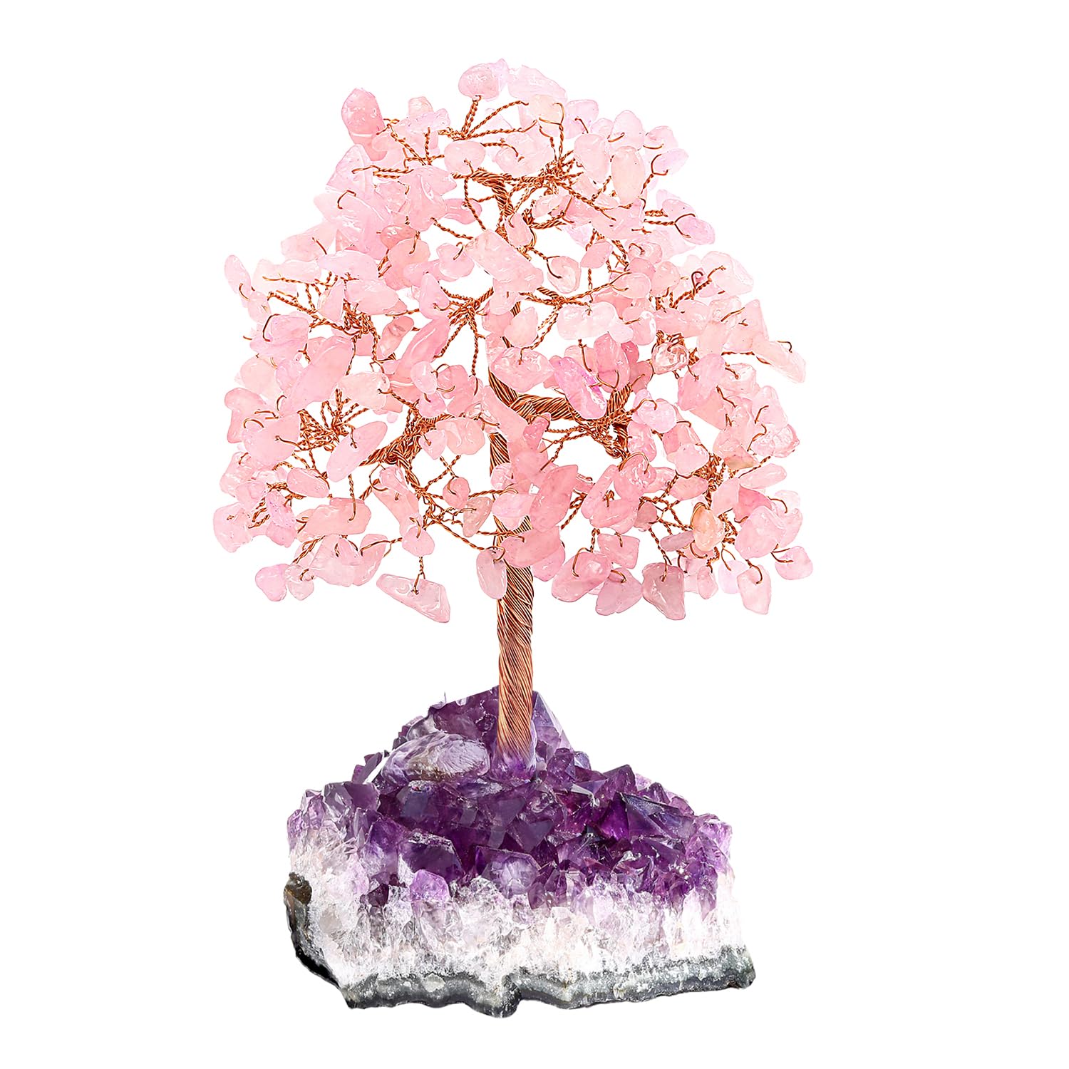 Crystal Tree - Albero dei soldi con ametista, decorazione da scrivania con albero della vita viola, accessori per ufficio zen, regalo di compleanno unico per donne, arte con cristalli di