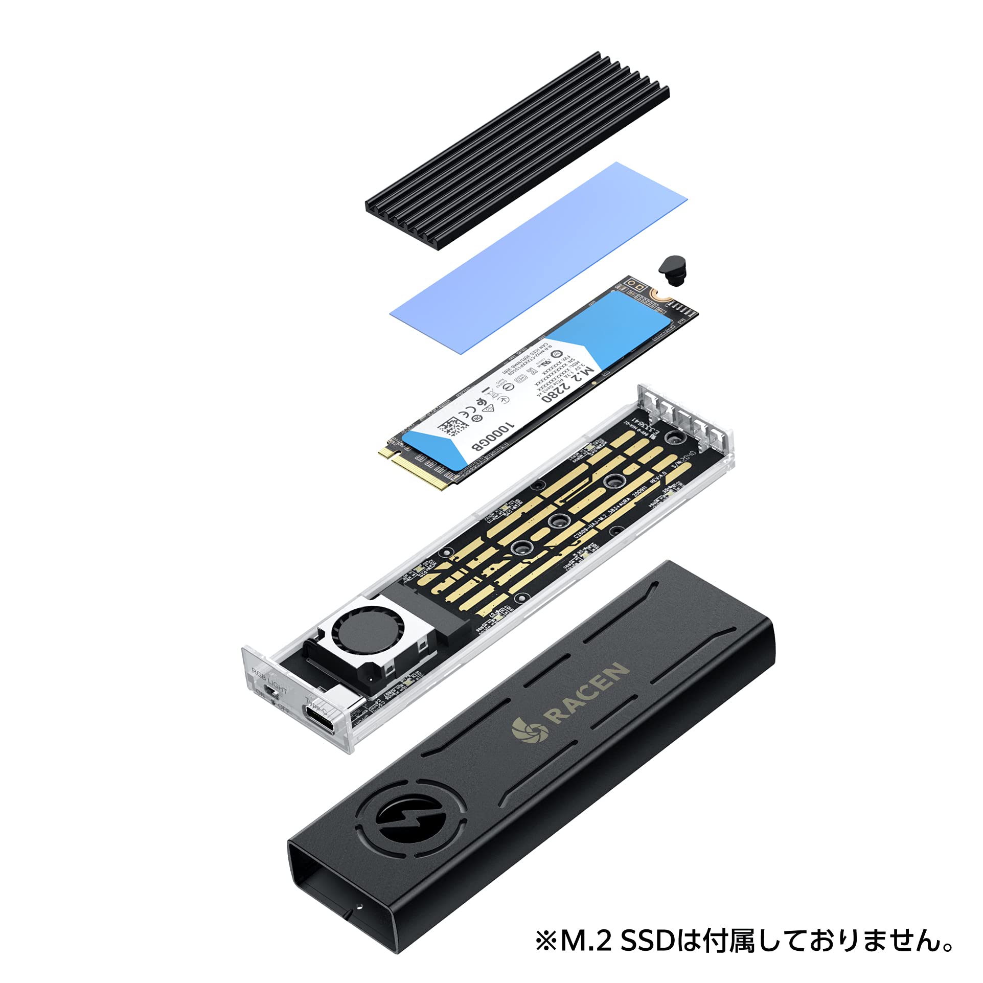 Amazon.co.jp: センチュリー LED & FAN M．2 NVMe USB3．2 Gen2 ケース