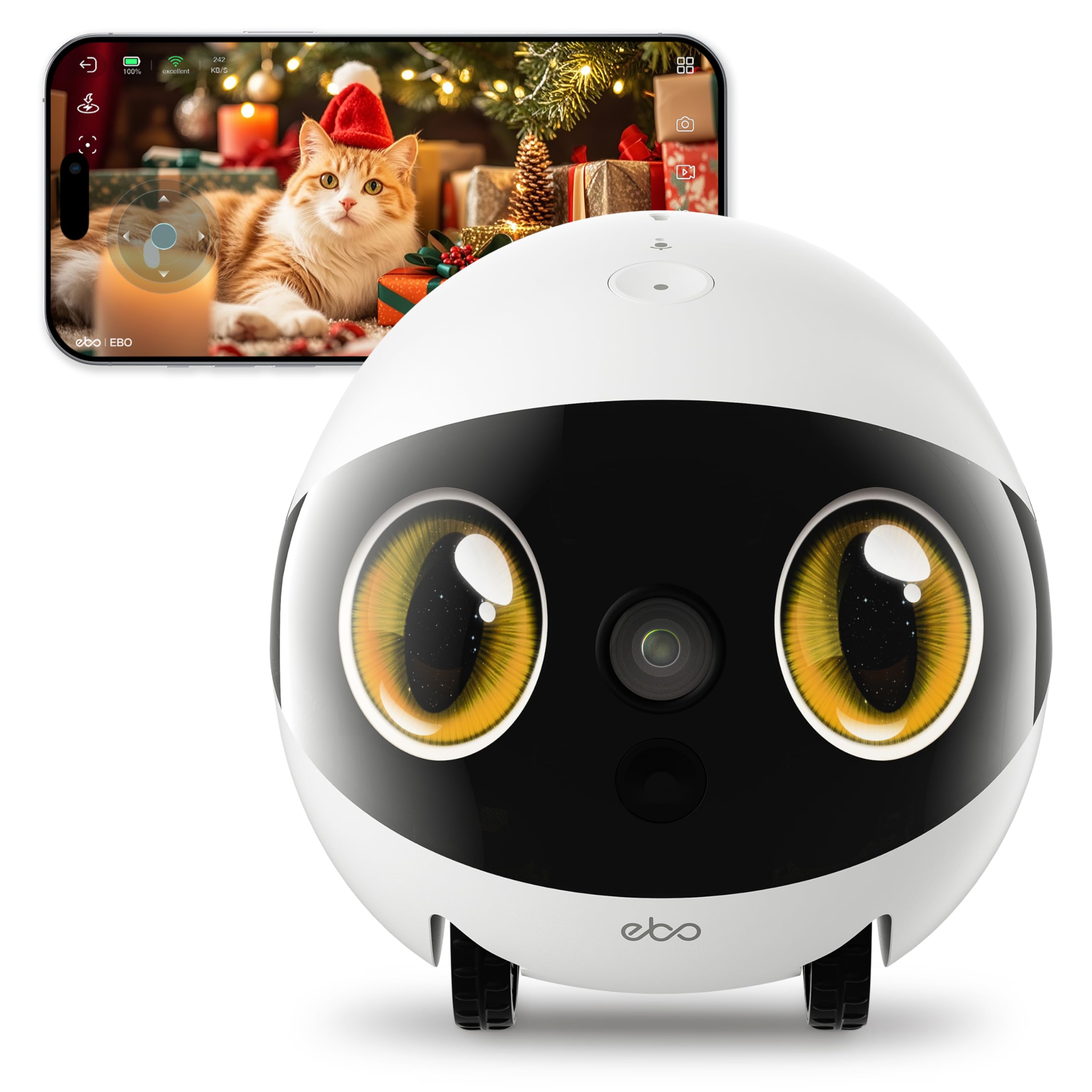 Enabot EBO Air 2S FamilyBot, inteligentny robot do monitorowania domu, z podwójnym ekranem, inteligentna kamera do monitoringu 2,5 K, kamera do monitoringu zwierząt domowych z 2-drożnym dźwiękiem