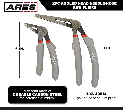 Miniatura 2 de ARES 51018 - Juego de alicates kiwi con punta de aguja de cabeza angulada de 2 piezas - Alicates de 6 y 8 pulgadas - Asas de inyección dobles para