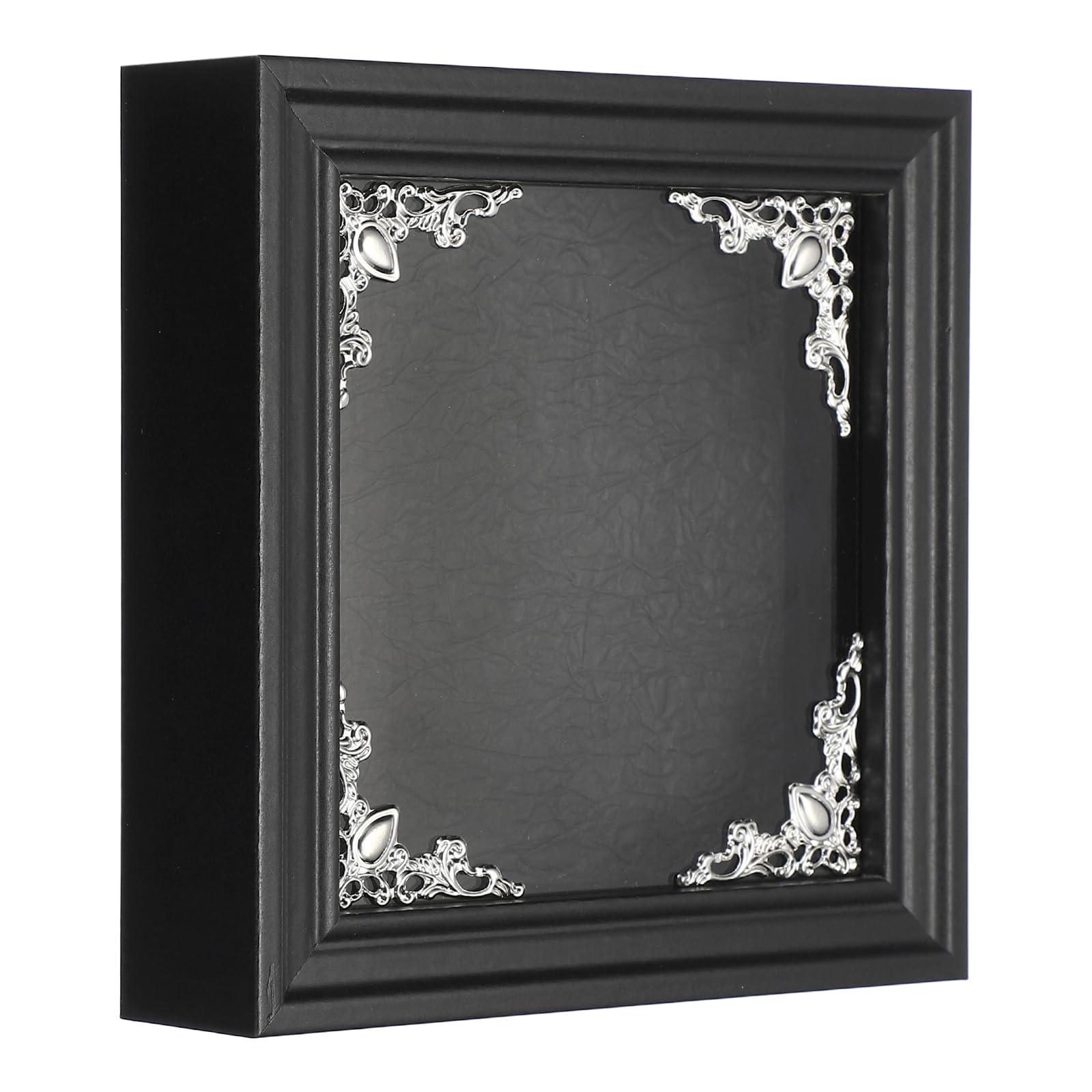 sourcing map Shadow Box Frame, 15 x 15 cm Wooden Display Case with Clear Glass Cover Shadow Box Picture Frame Display Case for Photo Memorabilia Ticket Dried Flower Art Craft Black