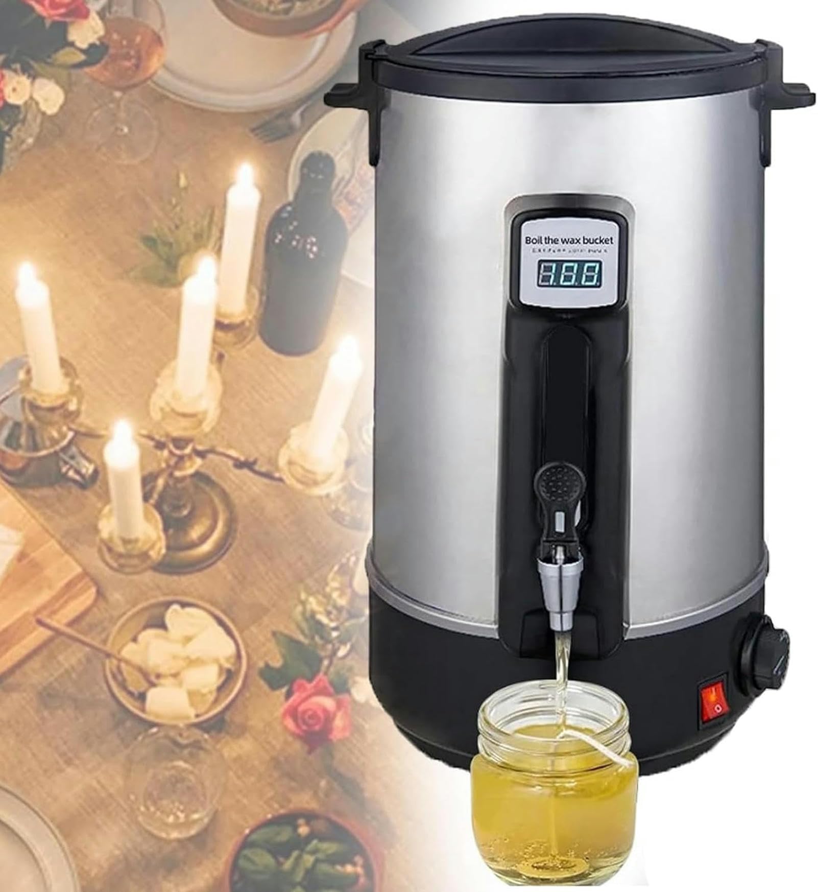 RUGPDA Melter di cera per la creazione di candele, vaso per fusione di cera per candele, 8 L/10,8 L/12 L/16 L/20 L/30 L/35 L, grande vaso per fusione di cera con beccuccio, per cera ghiacciata, cera
