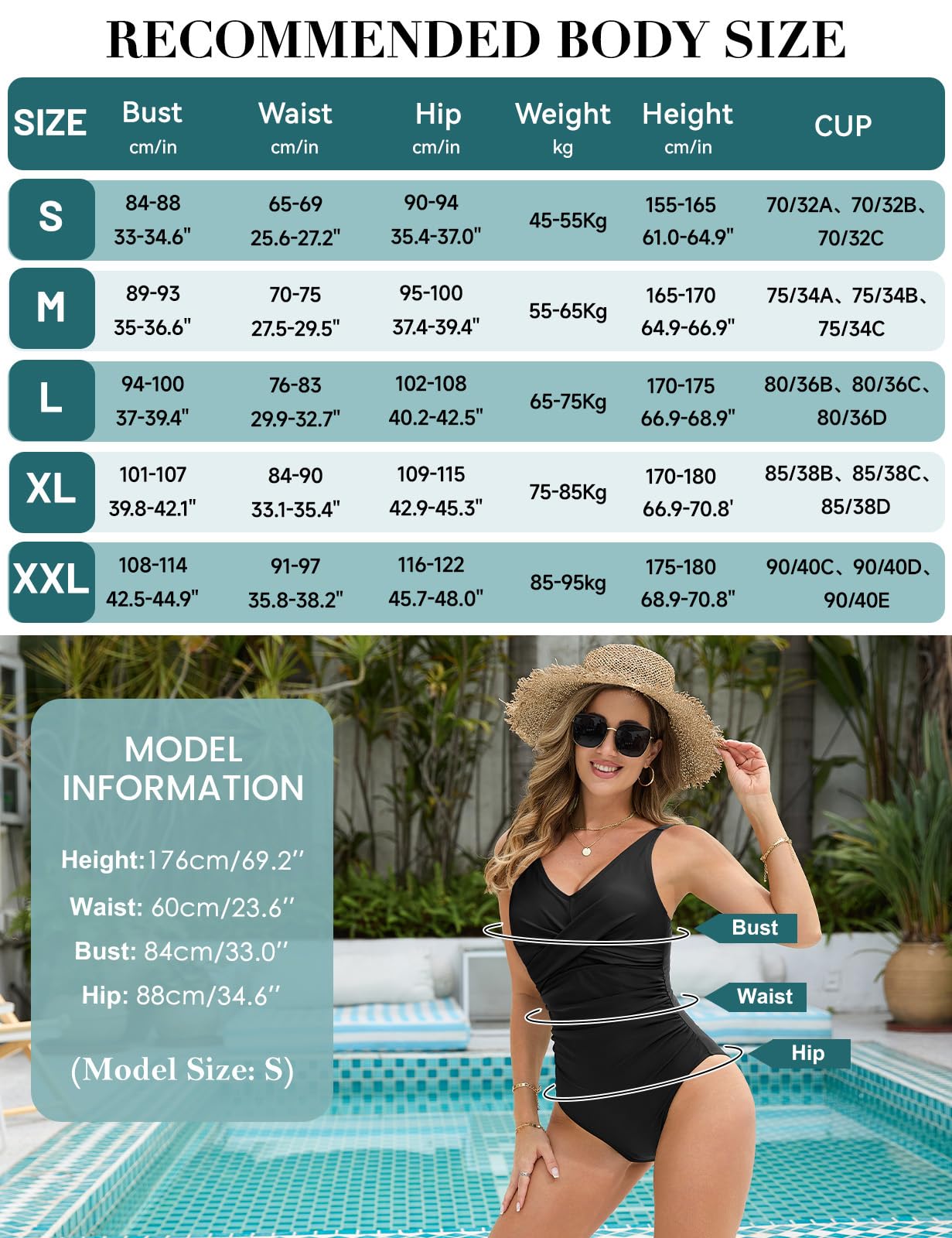 UMIPUBO Maillot de Bain Femme 1 Pièces Sexy Col en V Gainant Ventre Plat Maillots de Bain Réglable Push Up Swimwear Rembourré Froncé Monokinis