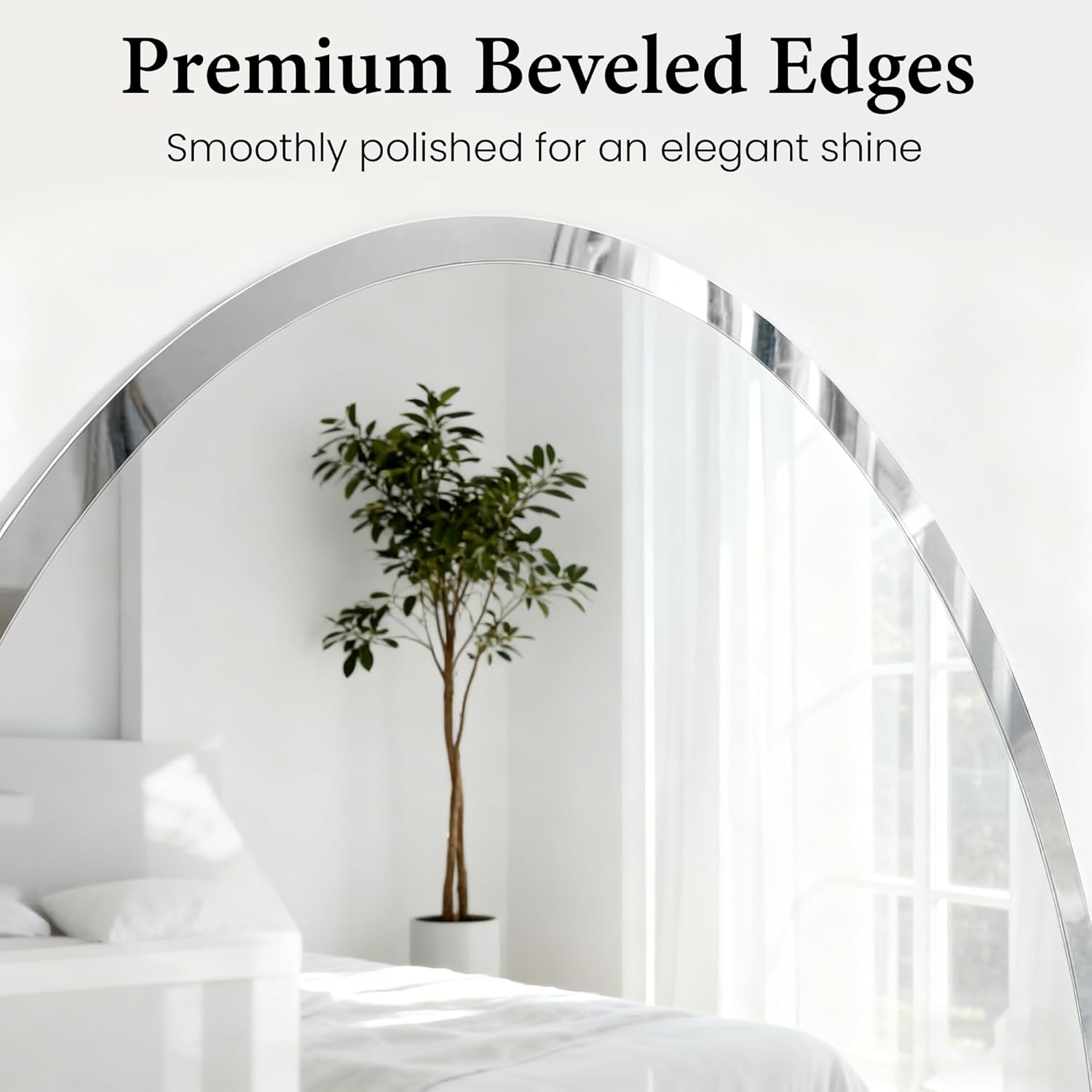 20"x28" Frameless Oval Bathroom Mirror, Beveled Vanity Mirror with Solid Backing, Flush Mount Wall Mirror for Small Powder Rooms, Over Sink & Entryway, Vertical/Horizontal Hang - Image 3