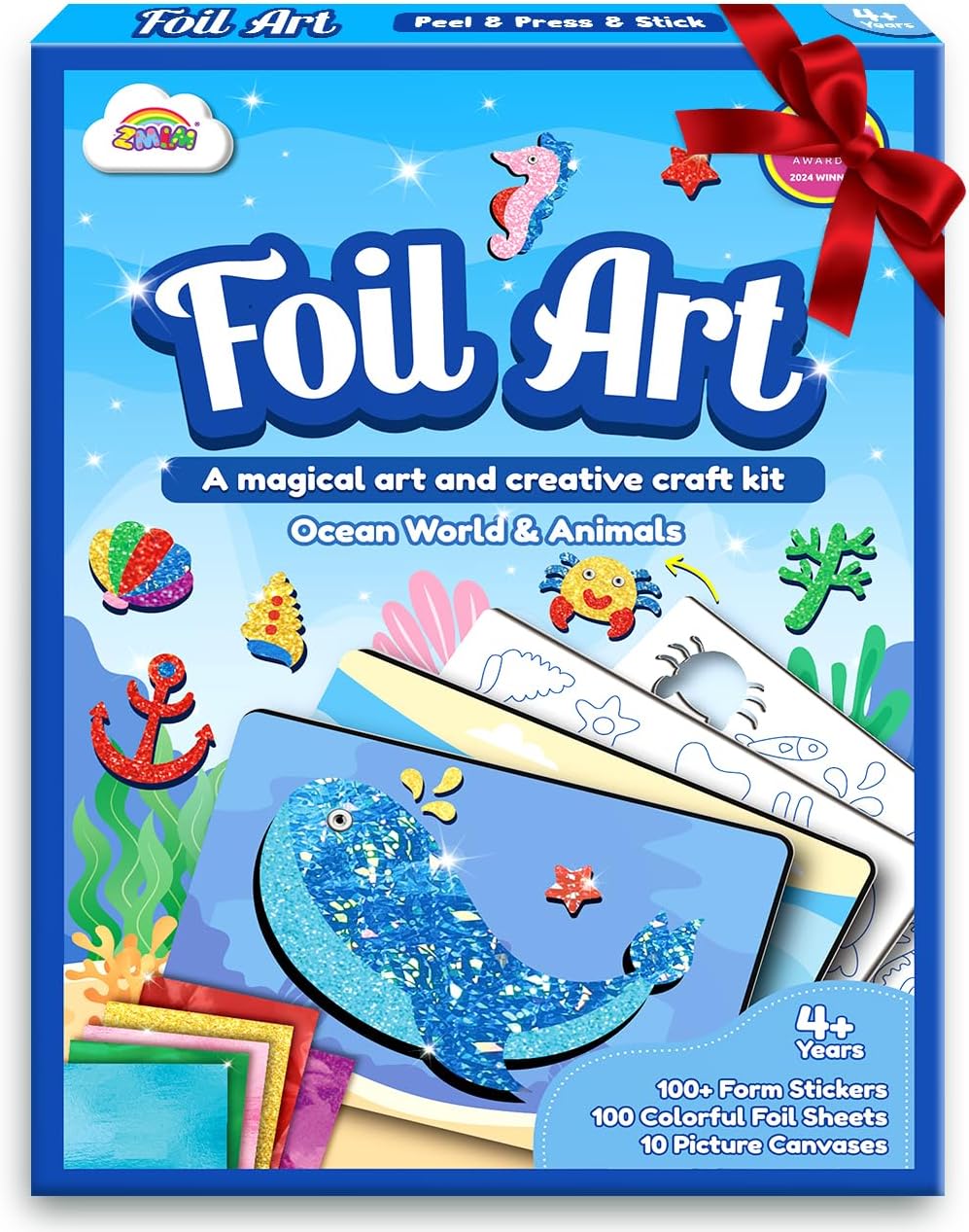 ZMLM Arts Crafts Gifts for Kids: Foil Art for 4 5 6 7 8 9 10 Year Old Girls and Boys - Foil Arts & Crafts Gifts for Kids - Little Children's Fun Birthday Activities Kits Travel Toys(Ocean)