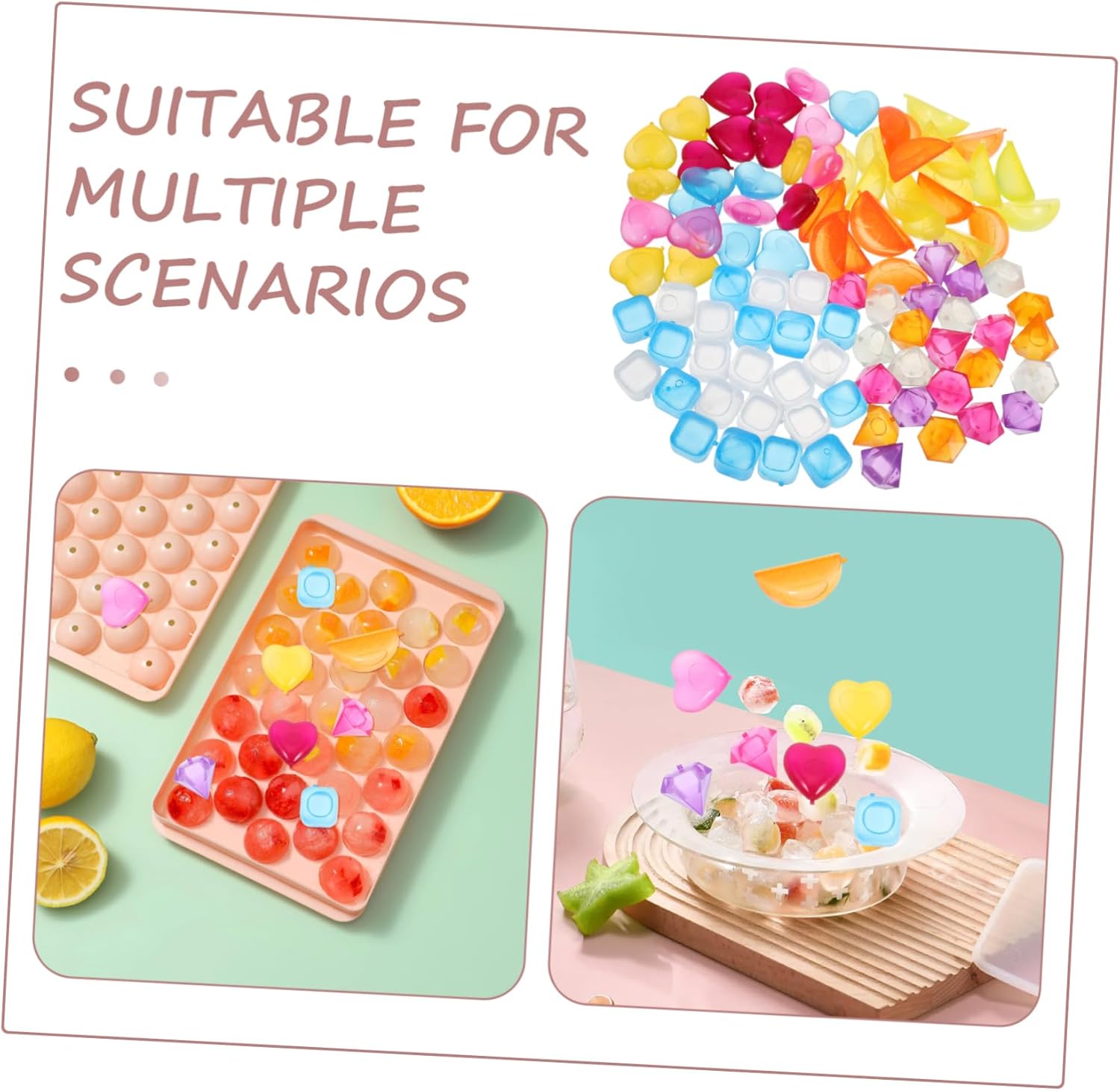 96pcs Reusable for Cold Drinks Clear Faux for Coolers Quick Freezing for Home Kitchens Lunch Bags and Parties