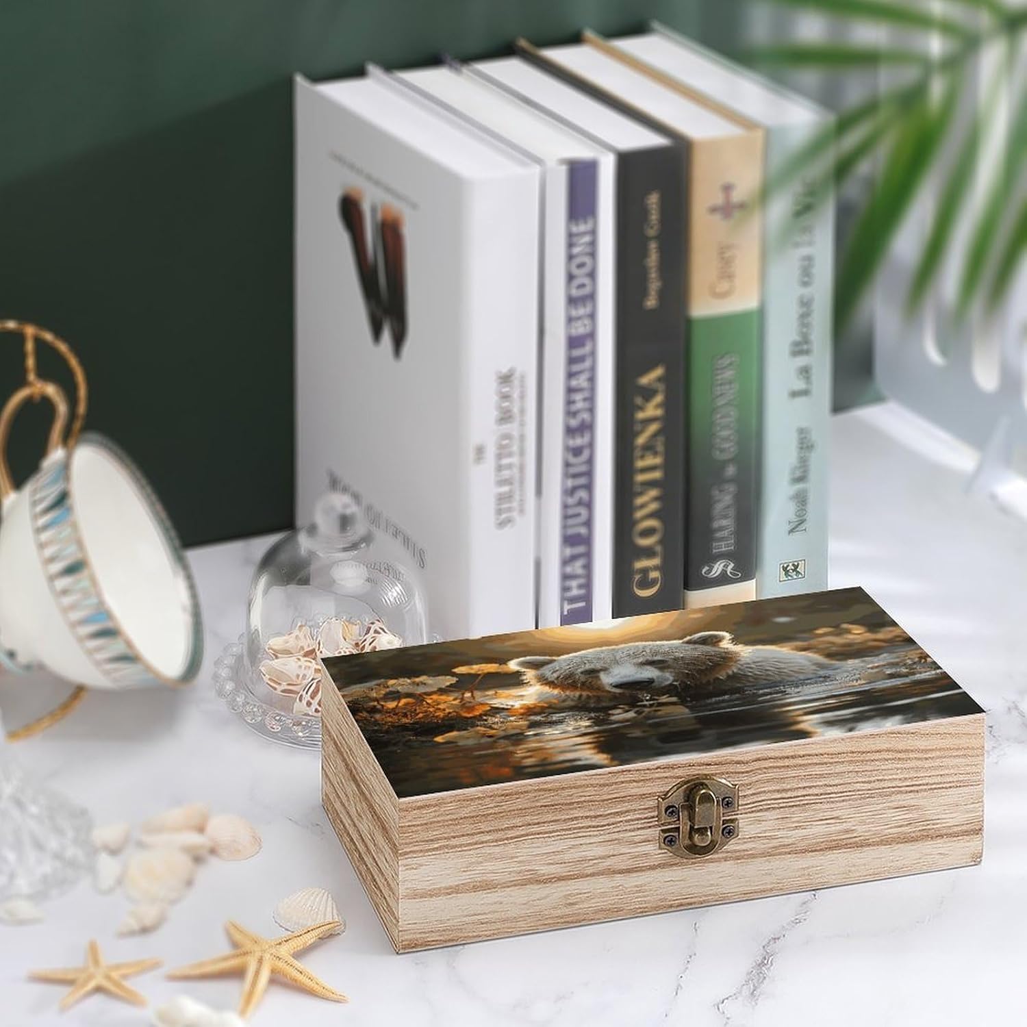 Bear Crossing The River Wooden Storage Box 7.9" X 3.9" X 2.3" image 4