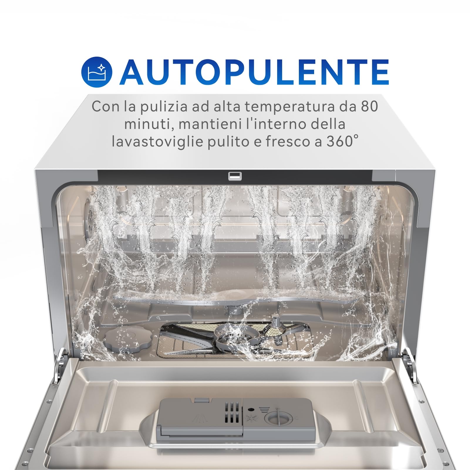 magicplux Mini lavastoviglie 55 cm per 6 coperti, 7+1 programmi, selezione tempo, funzione autopulizia, per piccoli appartamenti, mini lavastoviglie portatile con attacco idrico, bianco