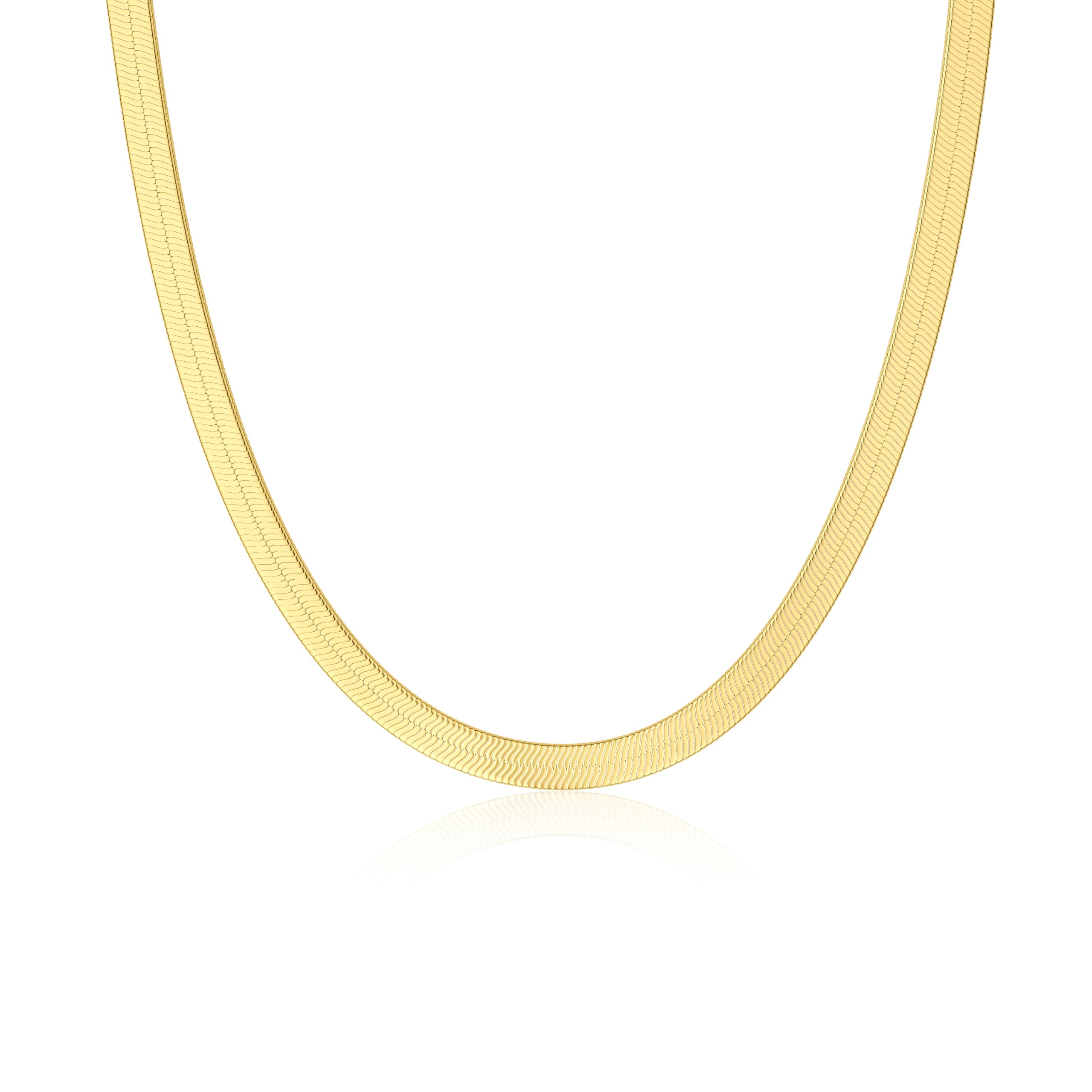 DEARMAY 14K Gold Plated Necklaces for Women, Dainty Gold Herringbone Choker Necklace Thin Layered Snake Chain Jewelry for Gifts