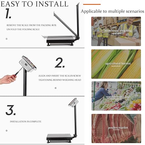 Miniatura 2 de Balanza de plataforma de piso industrial de 660lb con rotación de 90-135, pantalla doble cara, balanza digital de computación de peso, balanza de