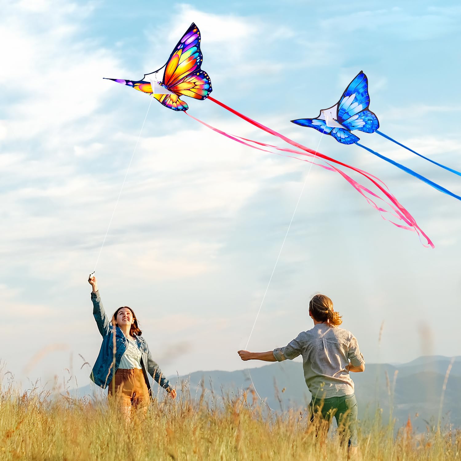 Pack De 2 Cerfs-volants Papillon Enfant Dwafill – Avec 200 M De Ficelle, Léger, Pliable, Idéal Parc, Plage, Jeux En Famille - 8