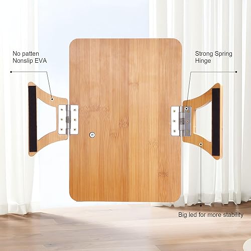 Miniatura 3 de NOCTINGALE Bandeja de bambú para sofá, soporte para tazas de brazo, bandeja para bebidas y aperitivos, soporte antideslizante para reposabrazos y