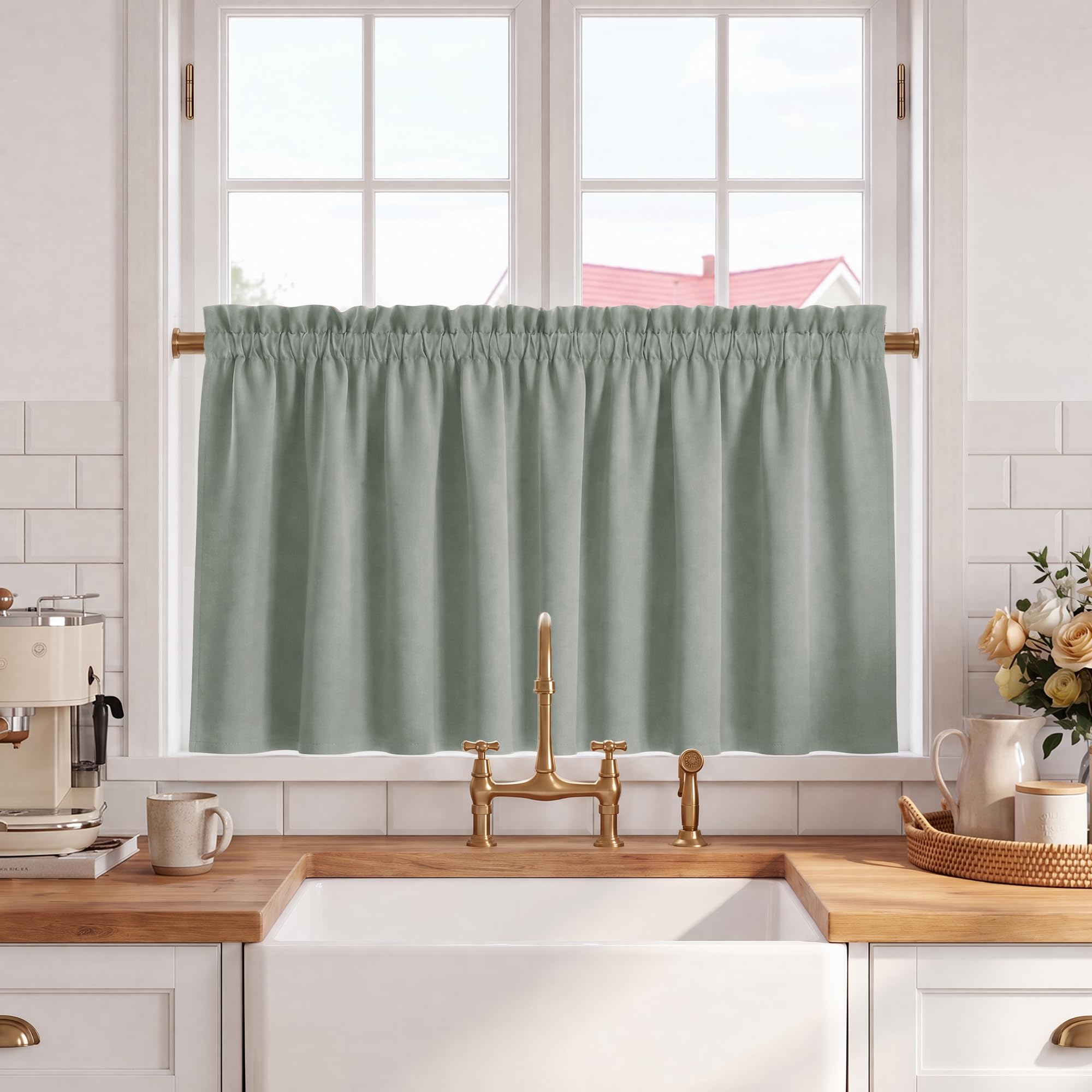 Cortinas blackout térmicas KGORGE, aislamiento ideal para ventanas pequeñas de cocina y gabinete