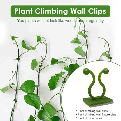Miniatura 2 de Clips para plantas trepadoras, 110 unidades, clips invisibles para plantas trepadoras, clips de pared autoadhesivos para soporte de plantas, clips
