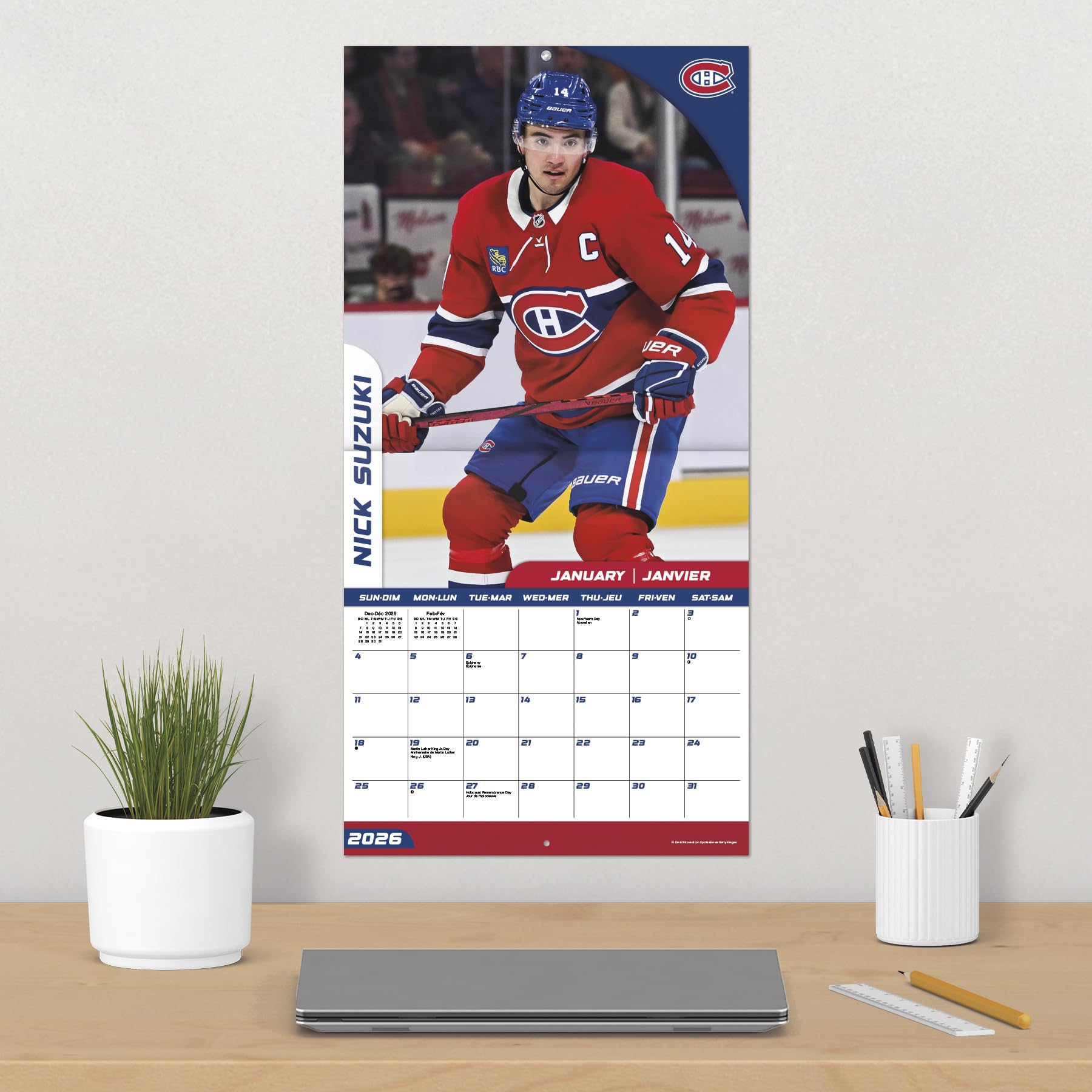 Calendrier mural 2026 Canadiens de Montréal (bilingue français)