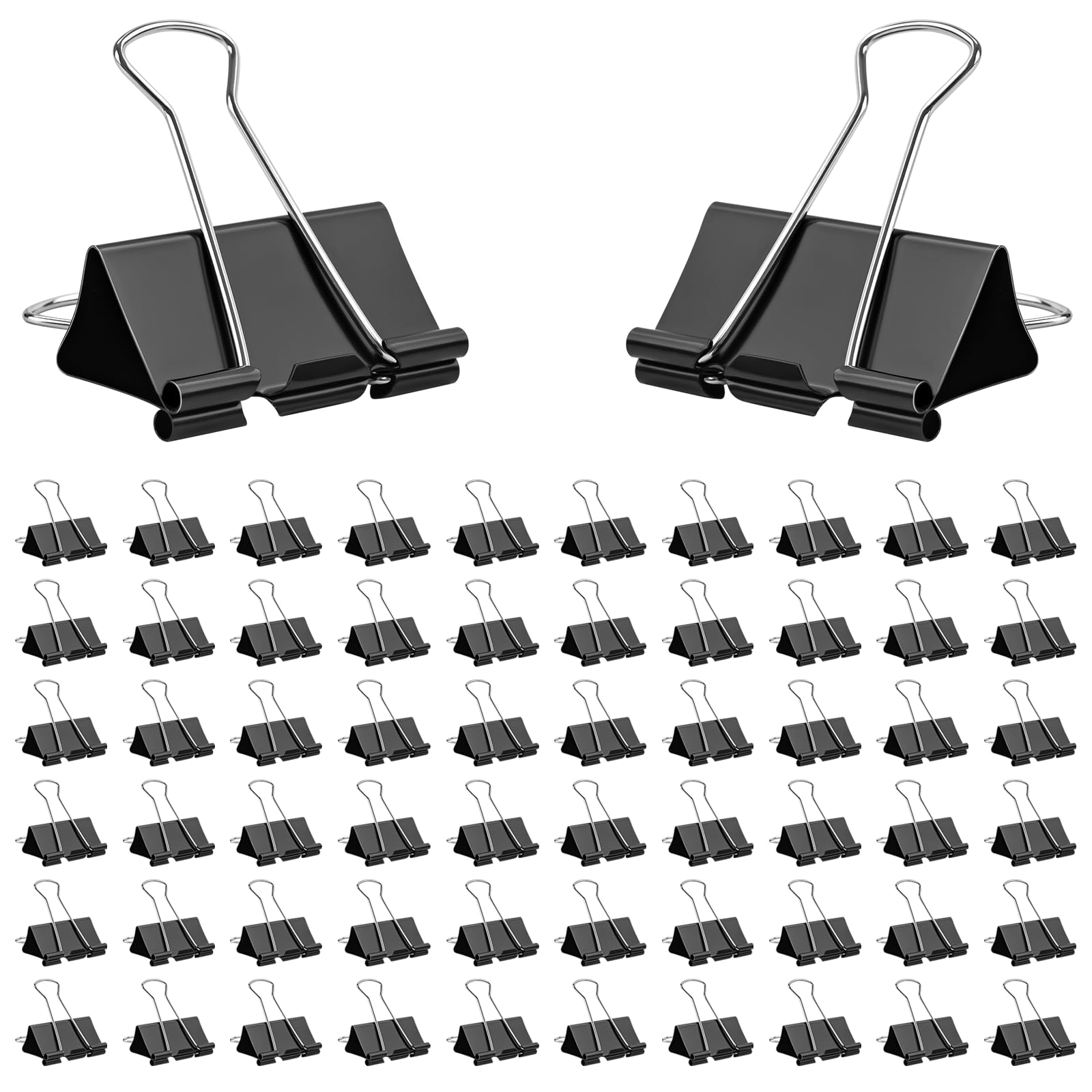 OWLKELA 64 Pack Binder Clips, 1.6 Inch, Black
