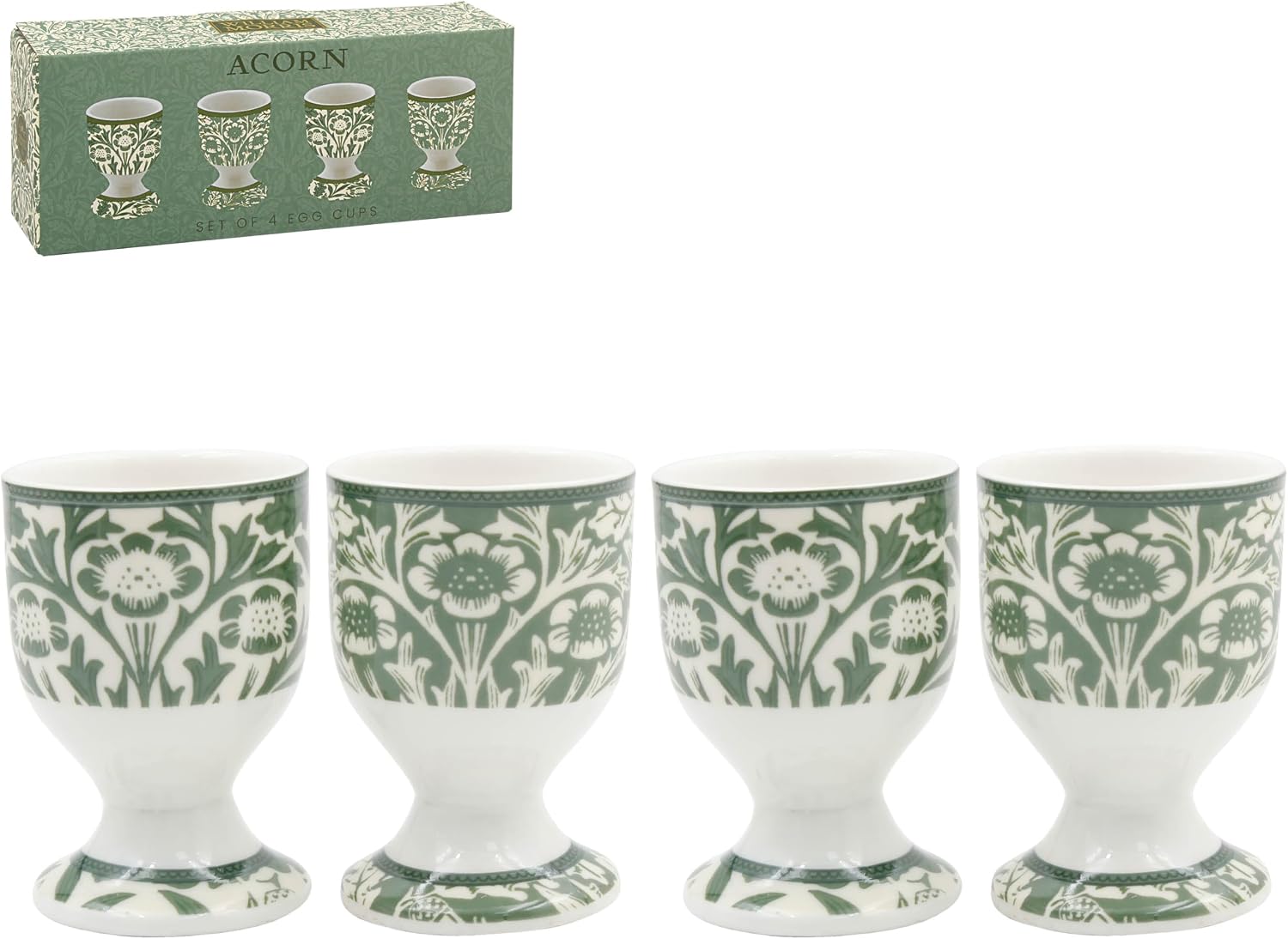 The Leonardo Collection William Morris Acorn Egg Cups for Breakfast Table | Reusable Dishwasher Safe Novelty Eggcup Stands | Stylish Boiled Egg Holders Gift for Women & Men