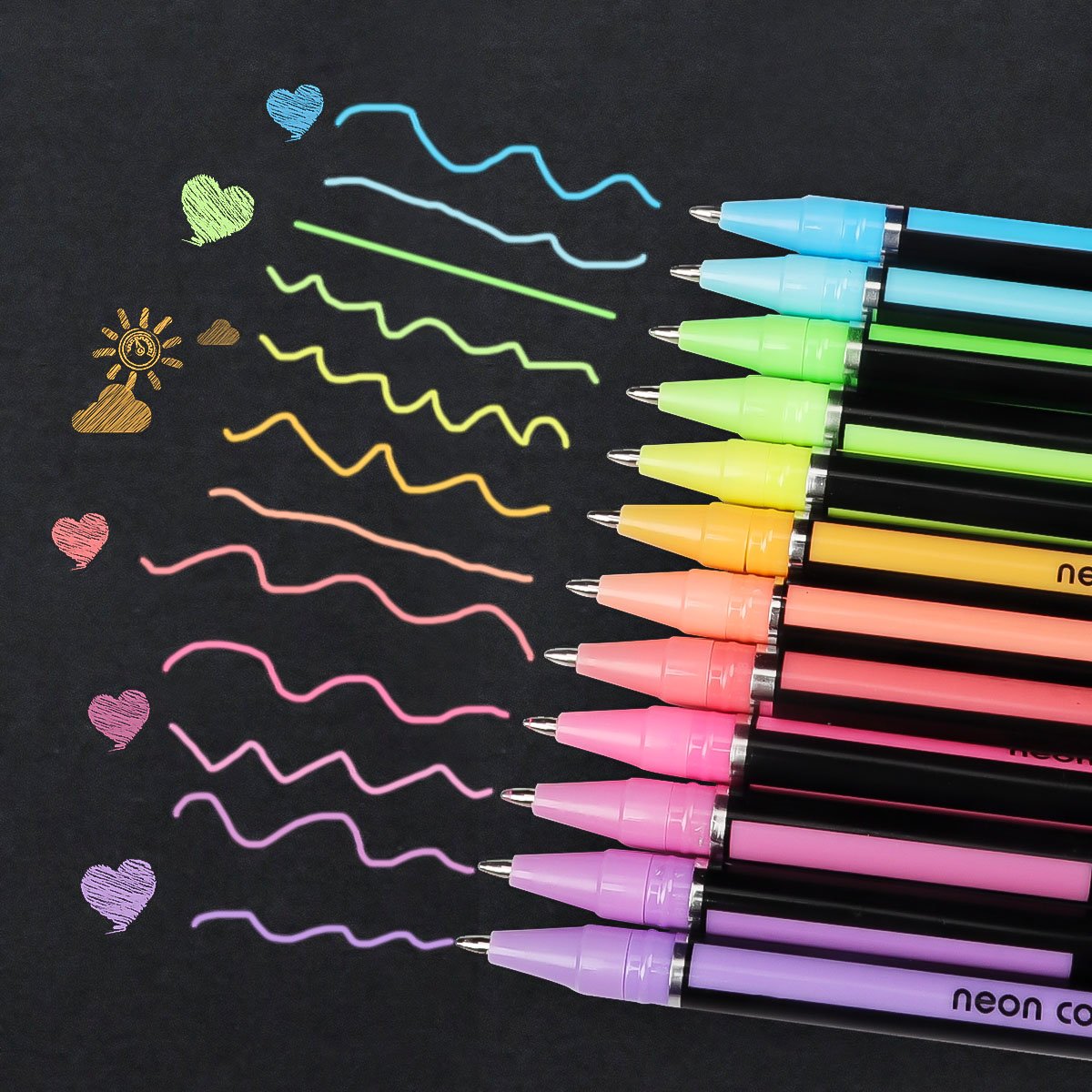 Mutsitaz Set di 48 Penne Gel Colorate -12 glitter, 12metallico,12neon glitterato,12 pastello -per colorare libri per adulti e marcatori per disegnare