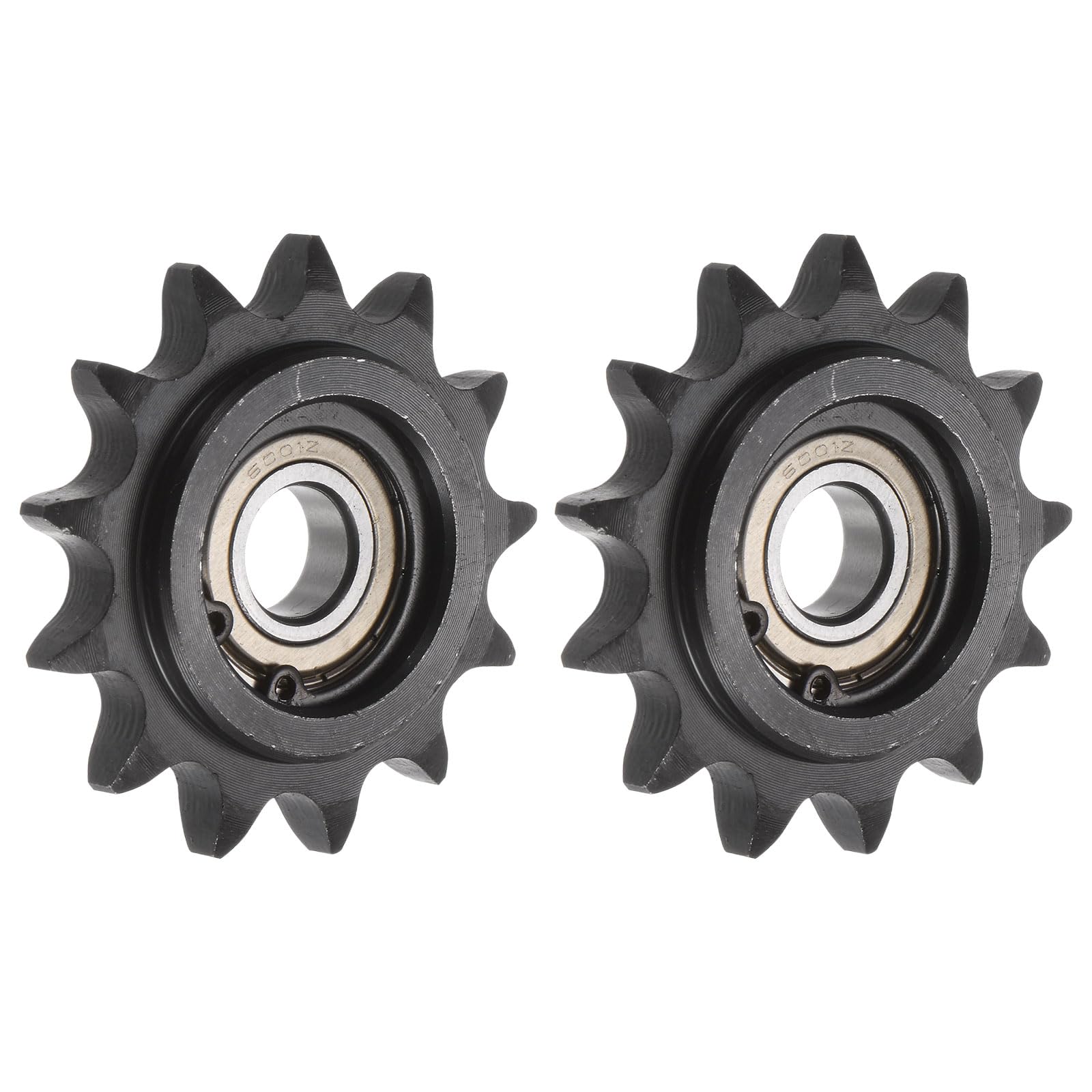 QUARKZMAN 2Pcs Pignon de Renvoi de Chaîne à Rouleaux DIN(ISO) 08B, Alésage de 12 mm, Pas de 1/2", Denture Trempée de 13 Dents, Roulement à Billes Simple (Type B) Inséré