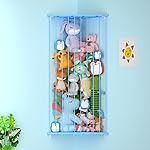 Stuffed Animal Storage Toy Organizer(Patented) - Large Corner Stuffed Animal Holder Length Adjustable - Wall Plush Storage for Nursery Playroom Bedroom Kids Room (Blue)
