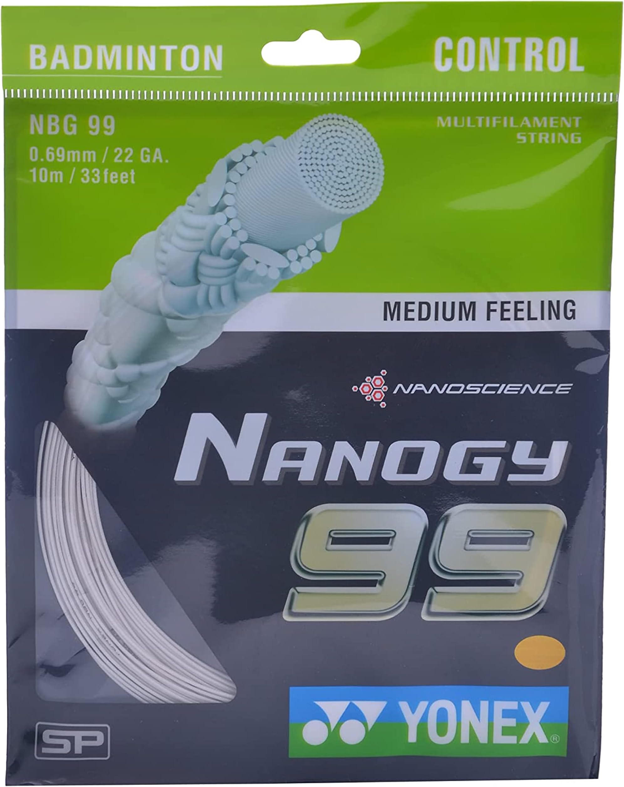 Yonex Nanogy 99 Badminton Strings, 0.69mm (White)