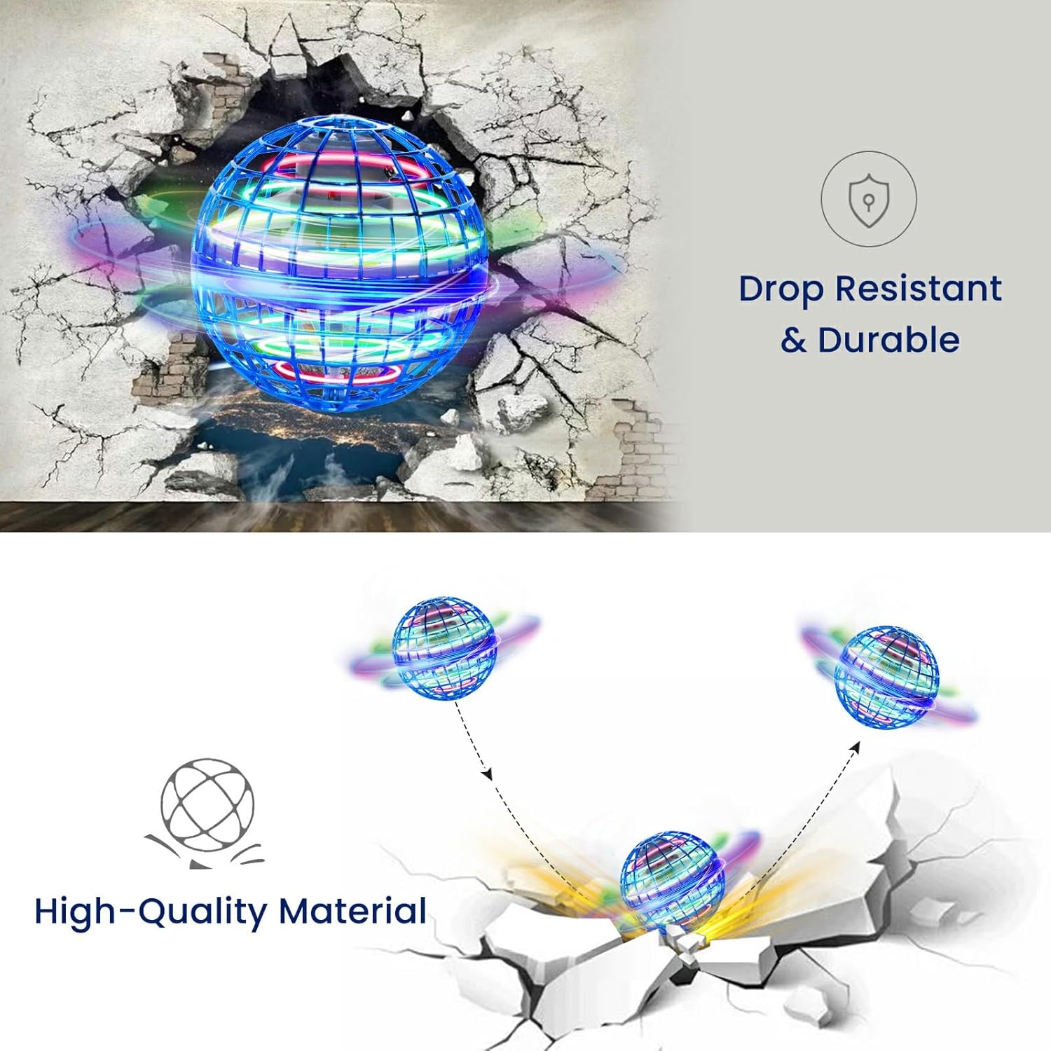 Flying Orb Ball 2025 Toys: Cosmic Fly Ball LED Magic Boomerang Hover Orbs - Blue Cool Birthday Gift for Boys Girls Indoor Outdoor - Safe & Durable Fidget Spinner Boomerang Mini Drone - Image 4