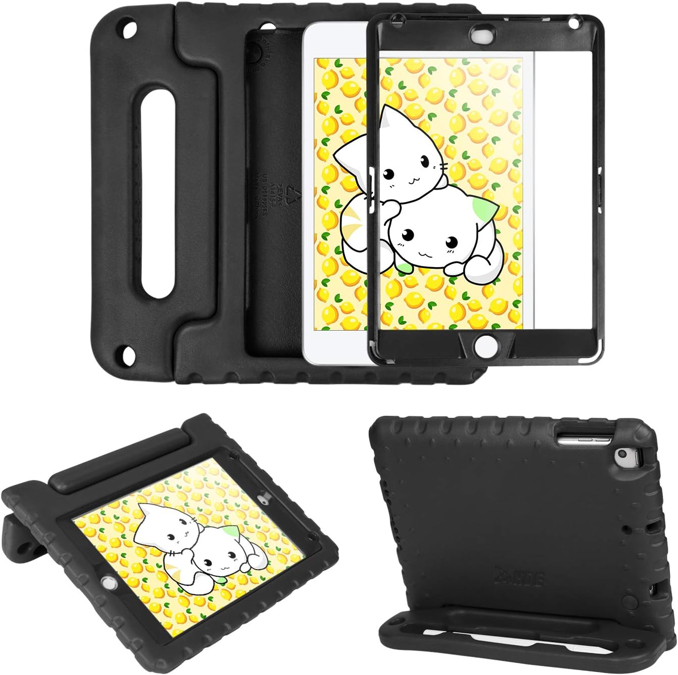 HDE iPad Mini 5 & 4 Case for Kids with Built in Screen Protector - Shockproof Handle Stand with Apple Pencil Holder Compatible with iPad Mini 5th Generation and iPad Mini 4th Generation Tablet Black