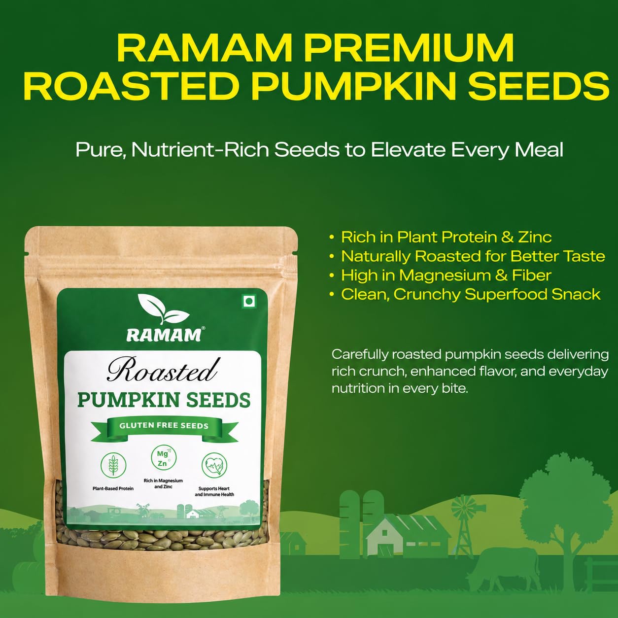 Ramam Roasted Pumpkin Seeds & Sesame Seeds Combo 400g (200g Each) | High in Protein, Fiber & Essential Nutrients | Superfood for Healthy Living | Rich in Omega-3, Protein & Fiber | Ideal for Snacking, Salads & Healthy Recipes (Pack of 2) 3