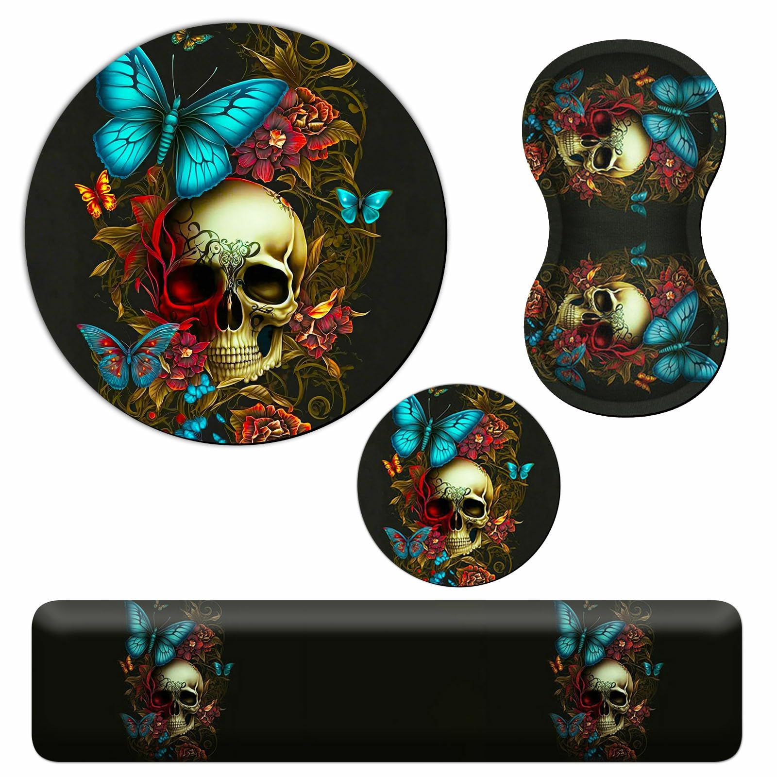 Mouse Pad with Wrist Rest + Keyboard Wrist Rest + Gaming Mouse Pad + Coasters Ergonomic Memory Foam Wrist Pad Set with Easy Typing & Pain Relief for