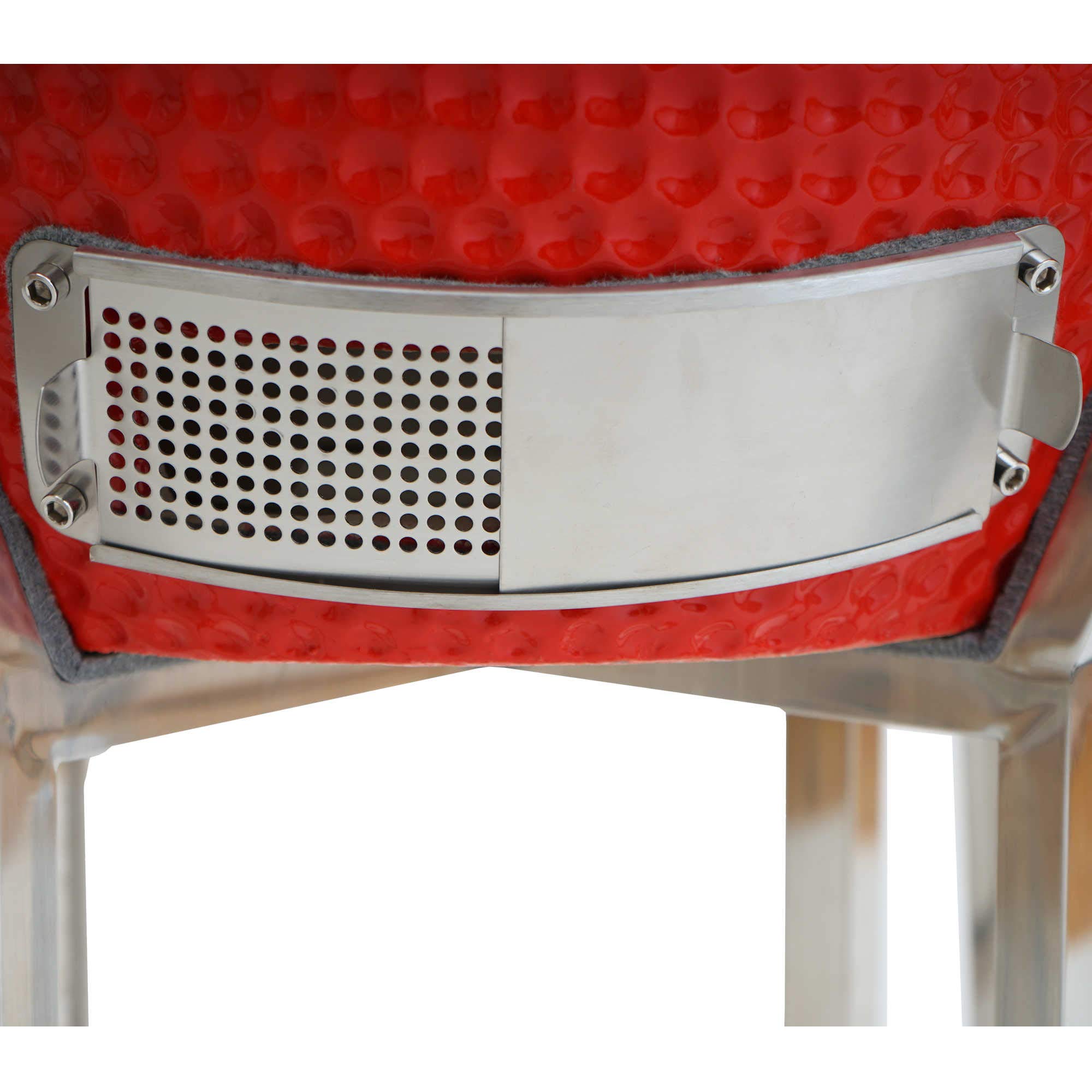 BBQ-Toro Kamado Grill Holzkohlegrill "KURO" Ø 52 cm | Rot | Holzkohlegrill mit Bambusablage, Thermometer, Holzgriffen, Rollen | Keramikgrill rund, Ceramic Grill Ei, Grillofen, Kamado mit Ablage