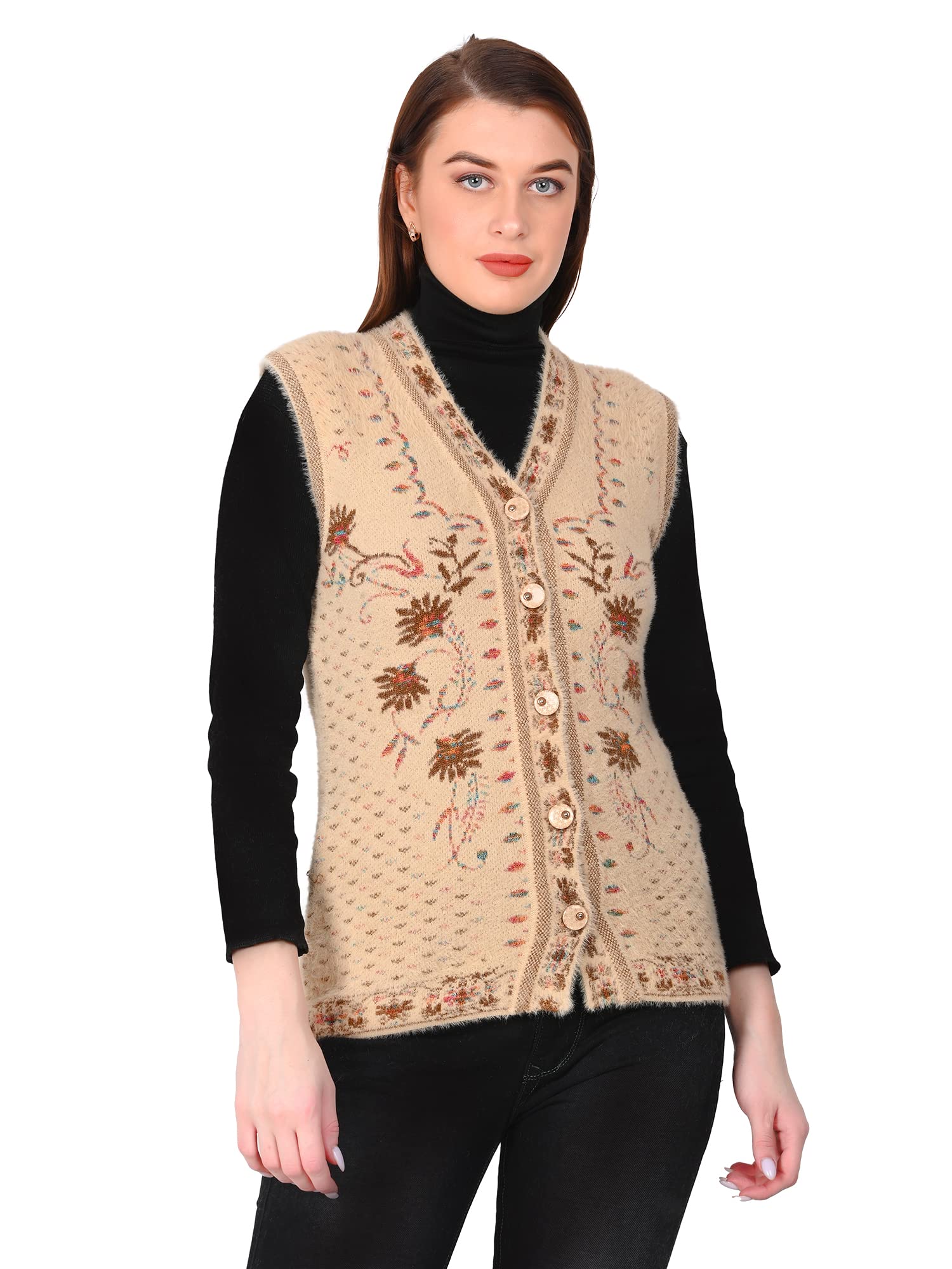 chatanya Women's Winterwear Woollen Sleeveless Cardigan/Sweater (Made of Pure Wool)-picture-33
