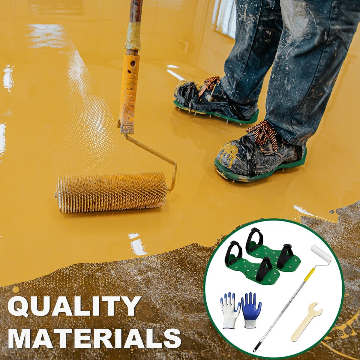 4PCS 9in Spiked Roller for Self-Leveling Concrete | 4PCS 9in spiked rollers for self-leveling concrete and epoxy flooring.