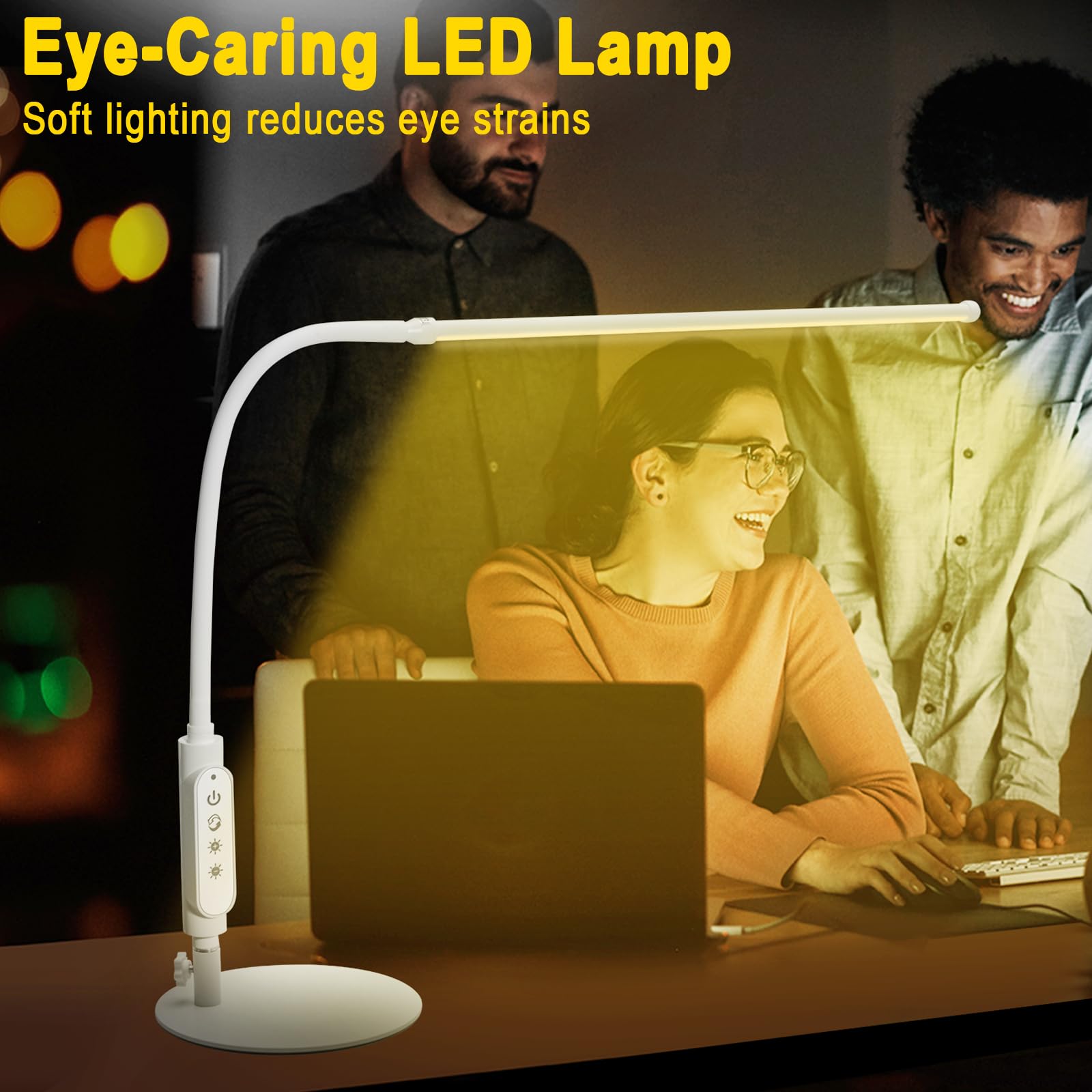 CGBE Extra-lange 60 cm Nageltischlampe: 360° Verstellbare Schreibtischlampe mit 3 Farbmodi und 5 Helligkeiten - Touch Steuerung - LED Dimmbare Tischlampe für Maniküre Tattoo Basteln Lesen Büro - Weiß