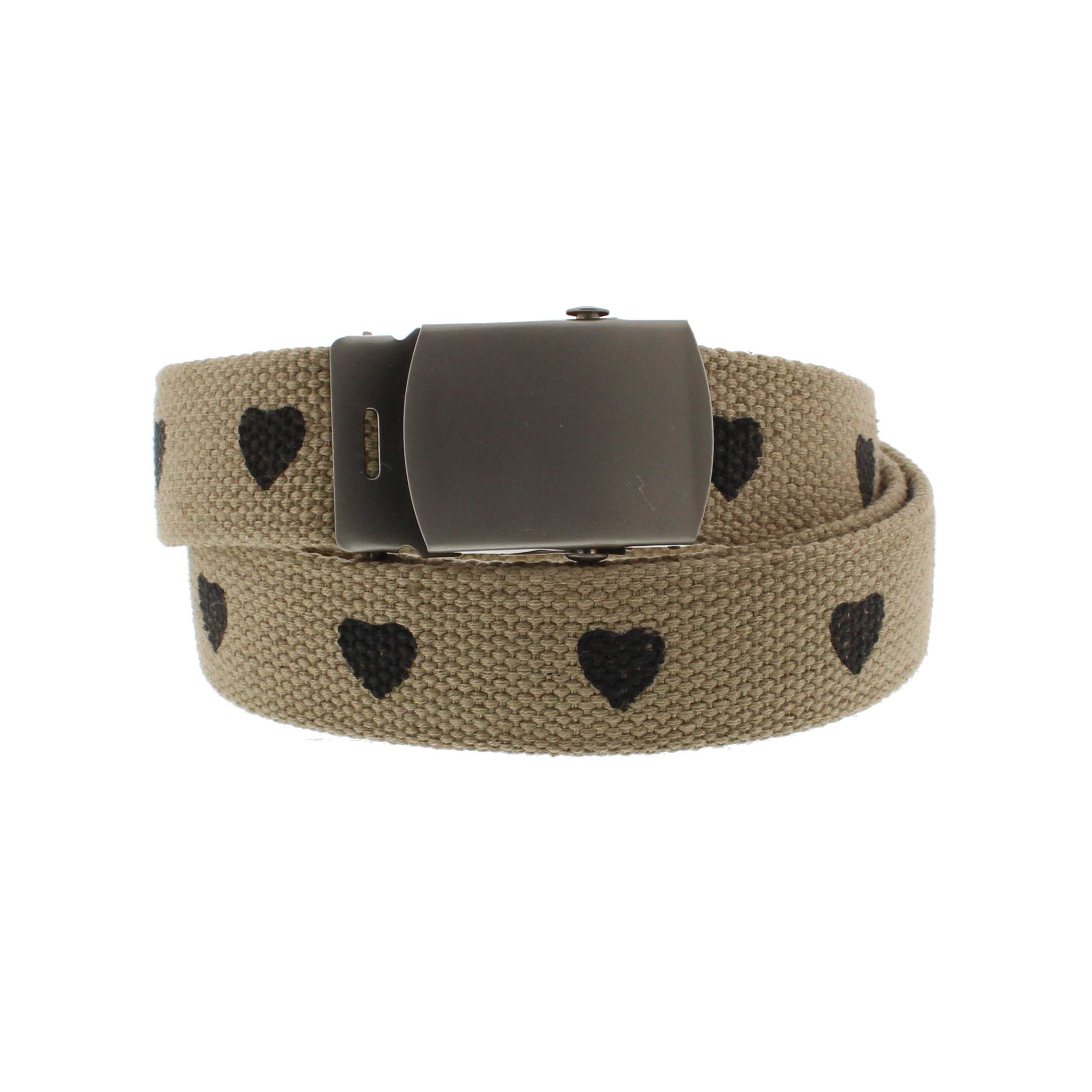 Zac's Alter Ego Adjustable Hearts Print Canvas Webbing Belt with Slider Buckle