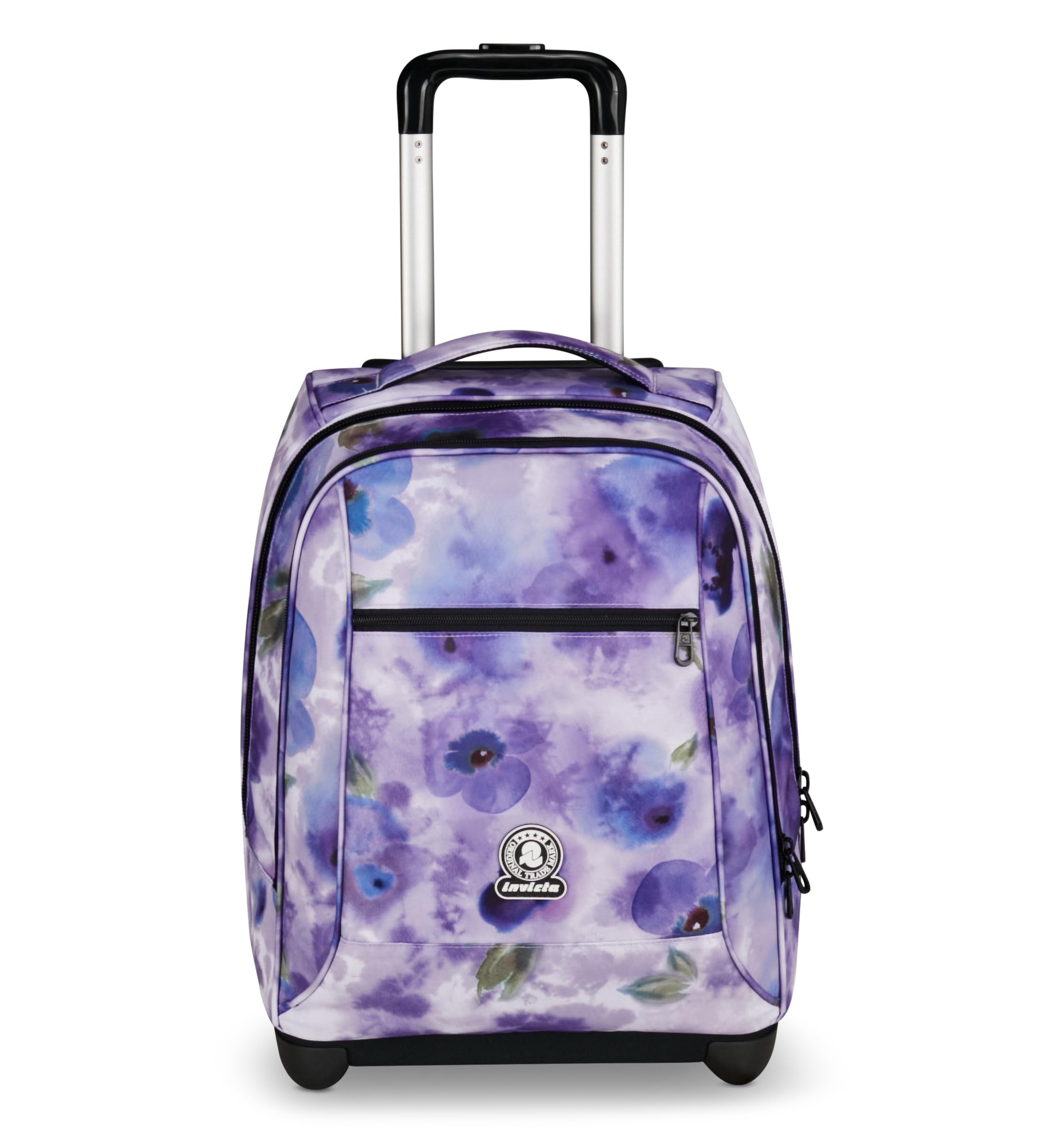Invicta Trolley New Benin Fantasy, 36 L, Doppio Uso, Doppio Scomparto, Tasca Porta Borraccia, Scuola e Tempo Libero, Paint and Flower, Bambine e Ragazze, viola
