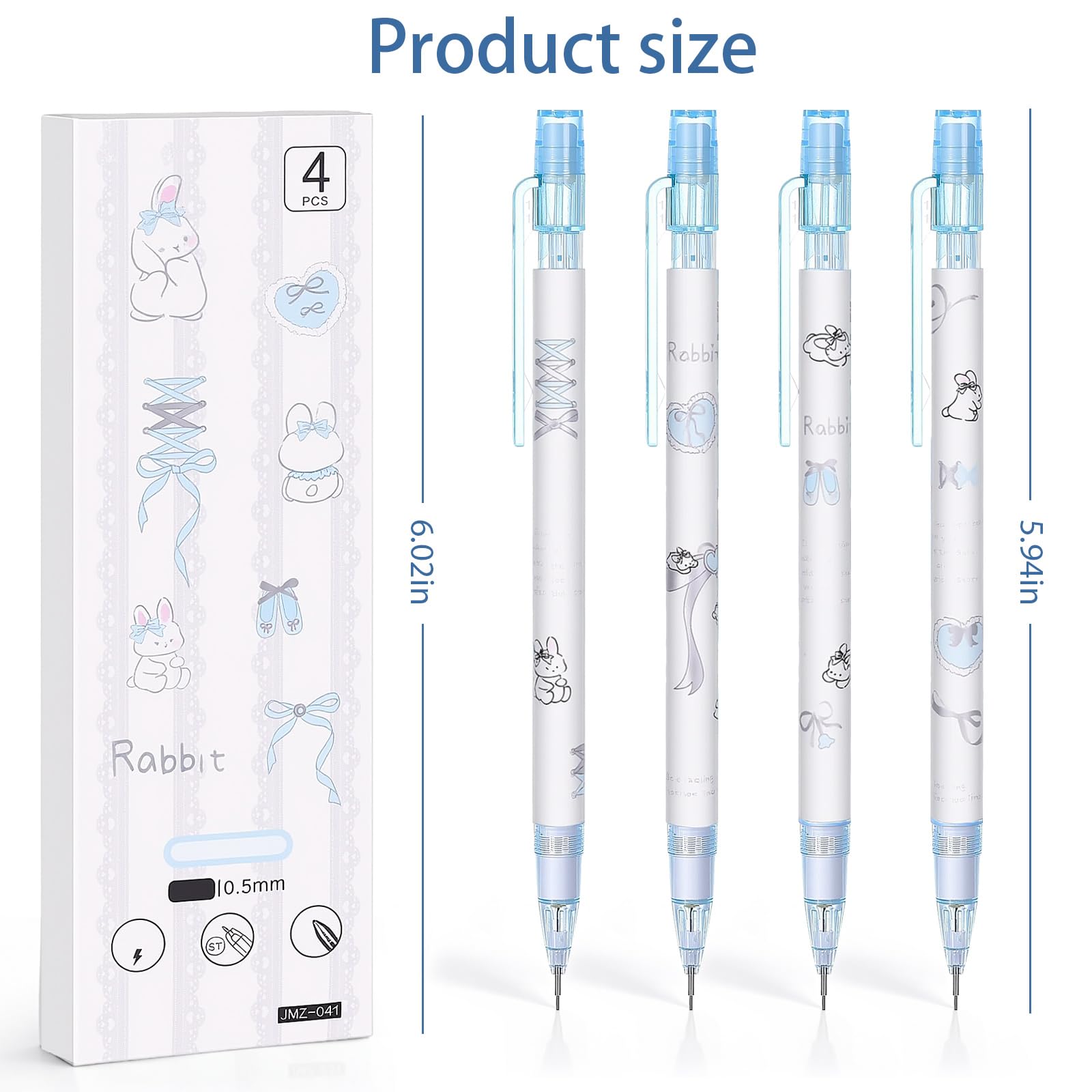 Lot de 8 porte-mines en forme de lapin mignon avec gomme de 0,5 mm - Cadeau idéal pour femme et homme