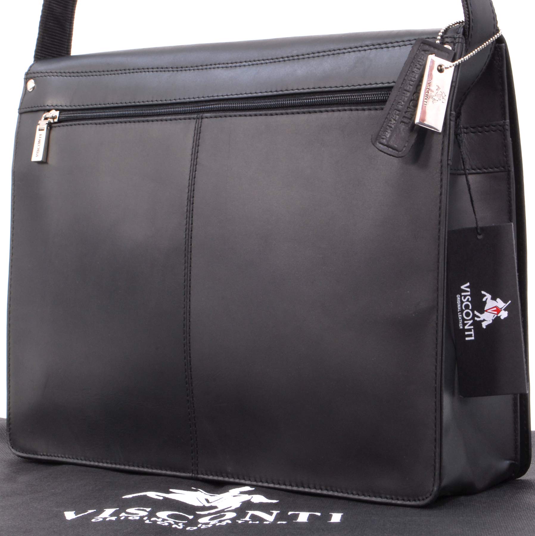 VISCONTI - Messenger Bag in Pelle per PC 14 Pollici - Borsa a Tracolla Media da Lavoro per Uomo - Borsa A4 per Ufficio - 18548